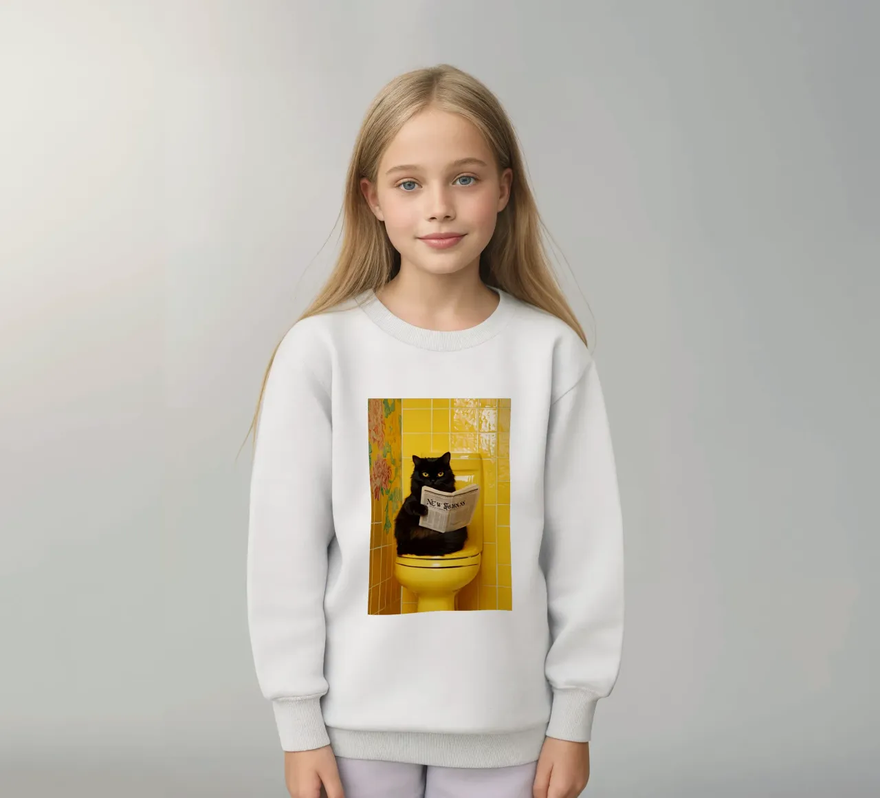 Katze liest Zeitung felpa bambino da NORDLICHT DESIGNS