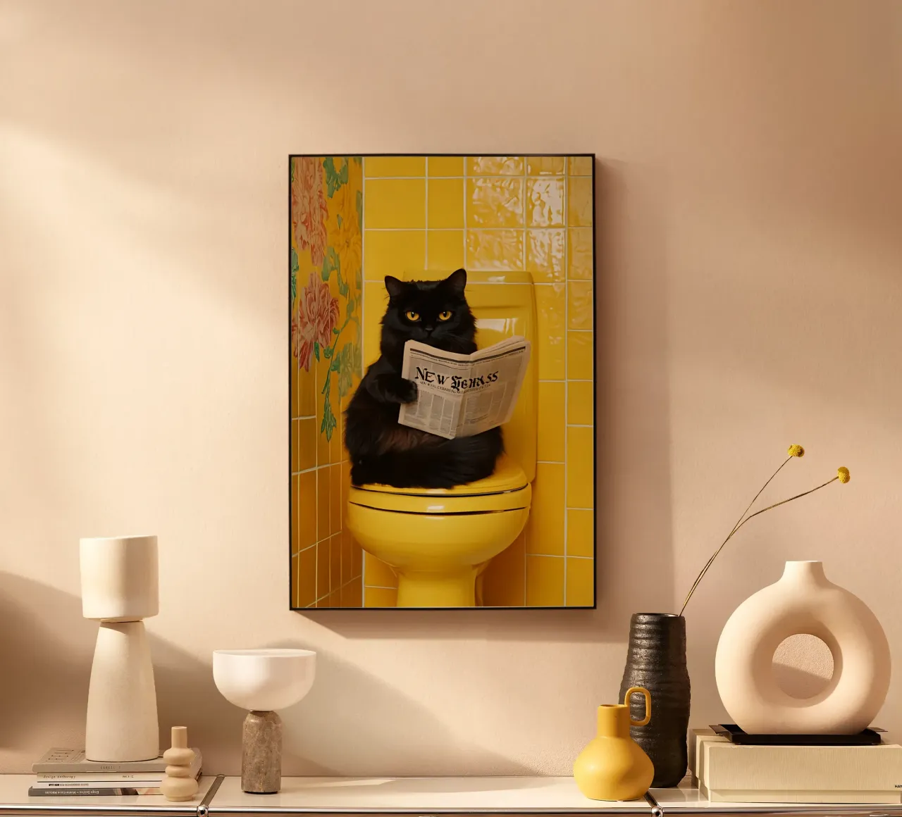 Katze liest Zeitung alluminio dibond da NORDLICHT DESIGNS