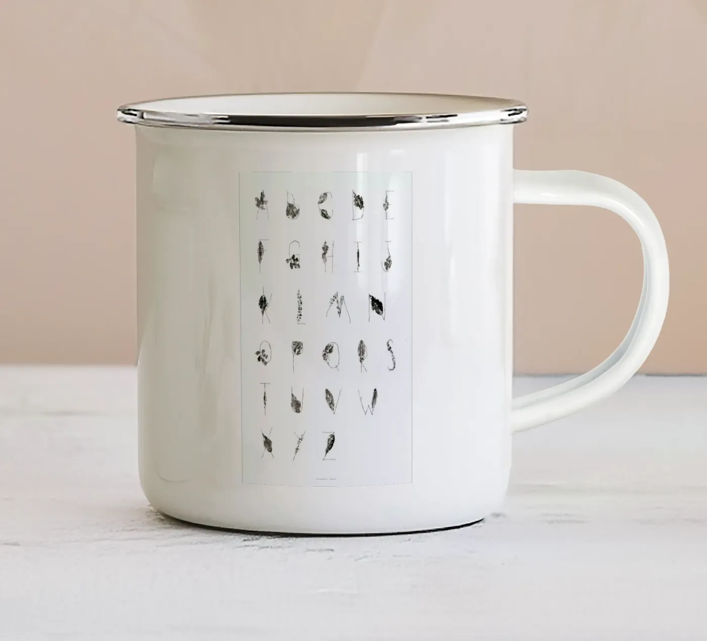 ABC enamel mug by Marina Guiu