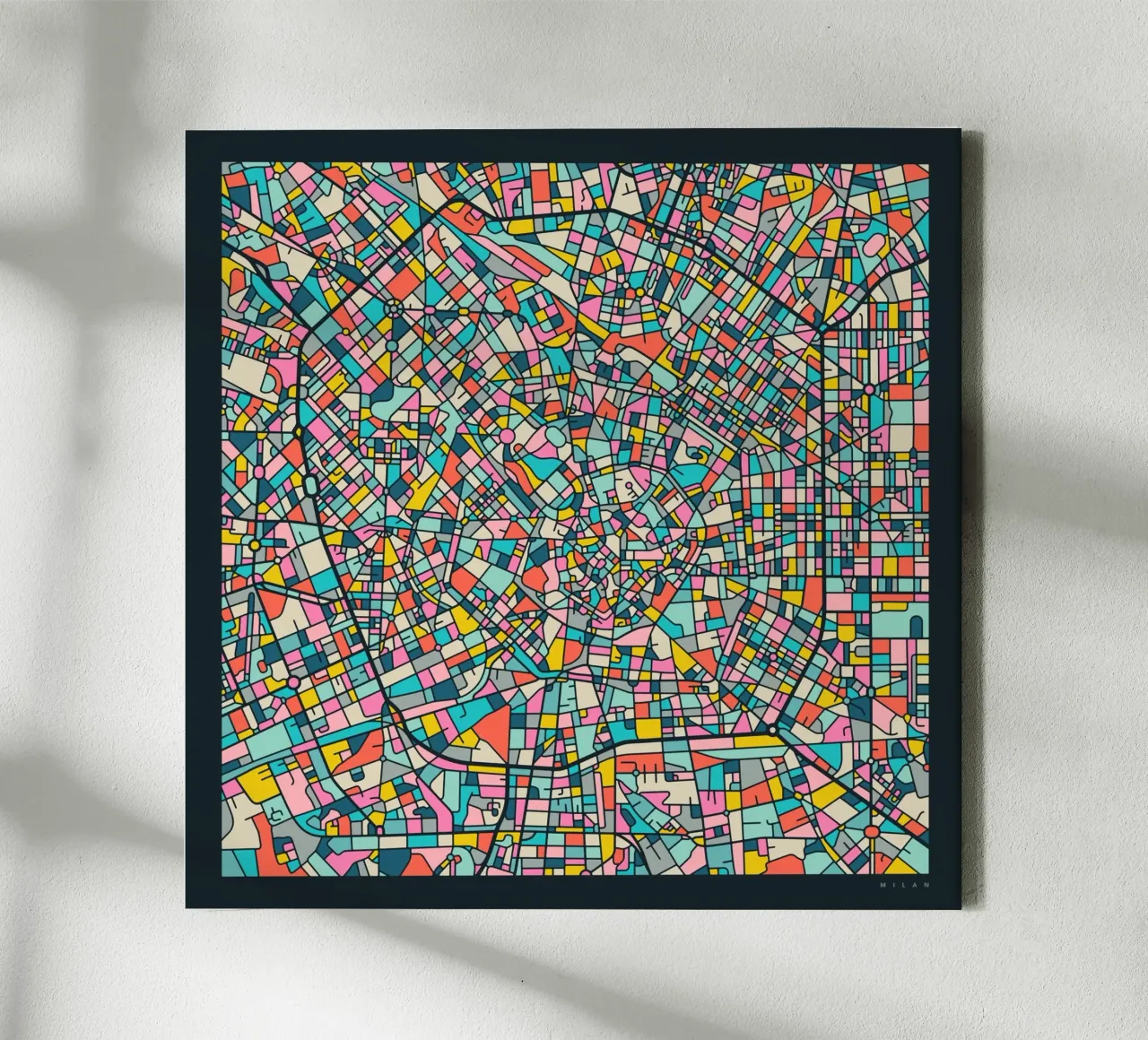 Milaan Kaart canvas met Baklijst van Jazzberry Blue