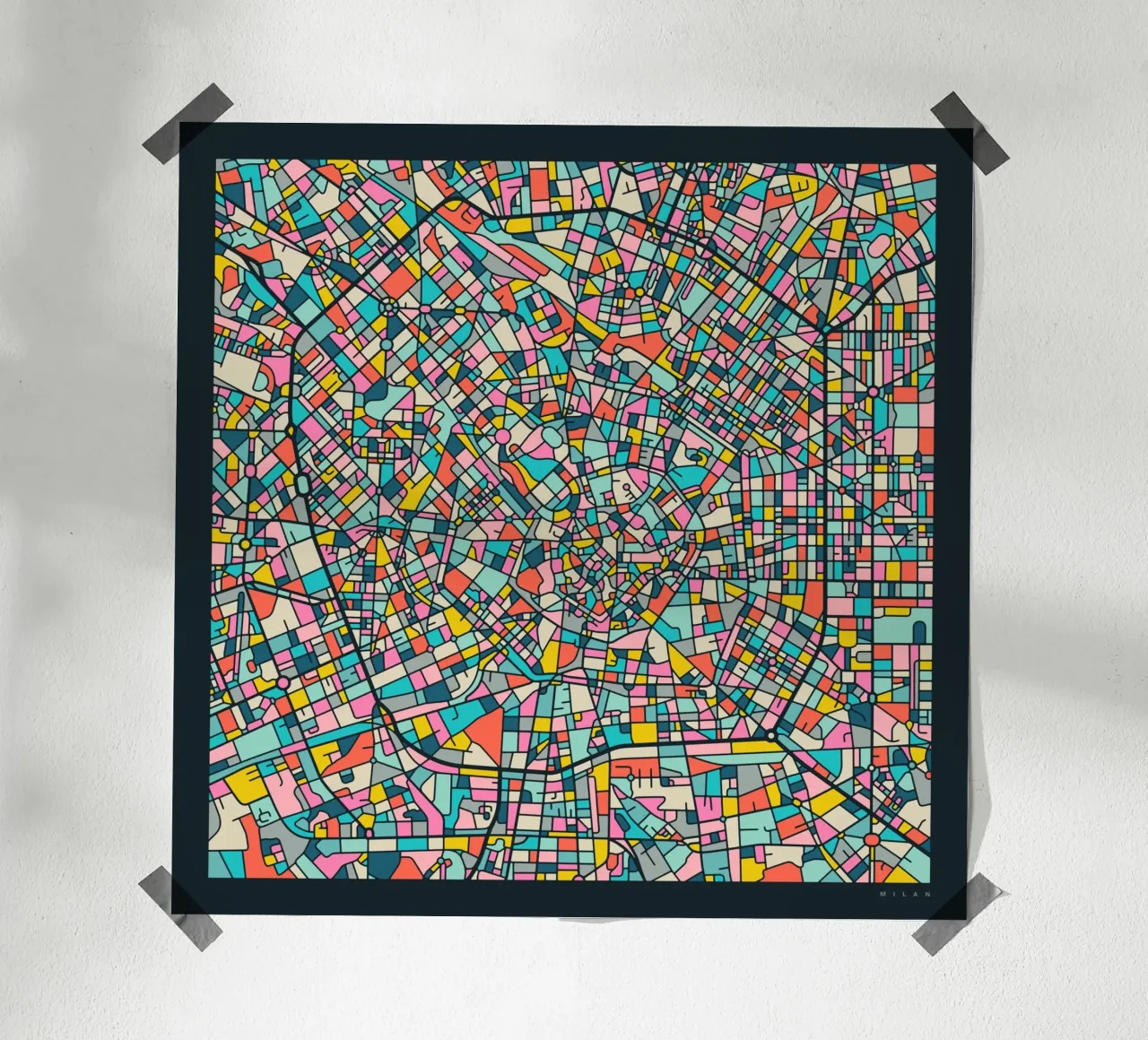 Mappa di Milano carta hahnemühle da Jazzberry Blue