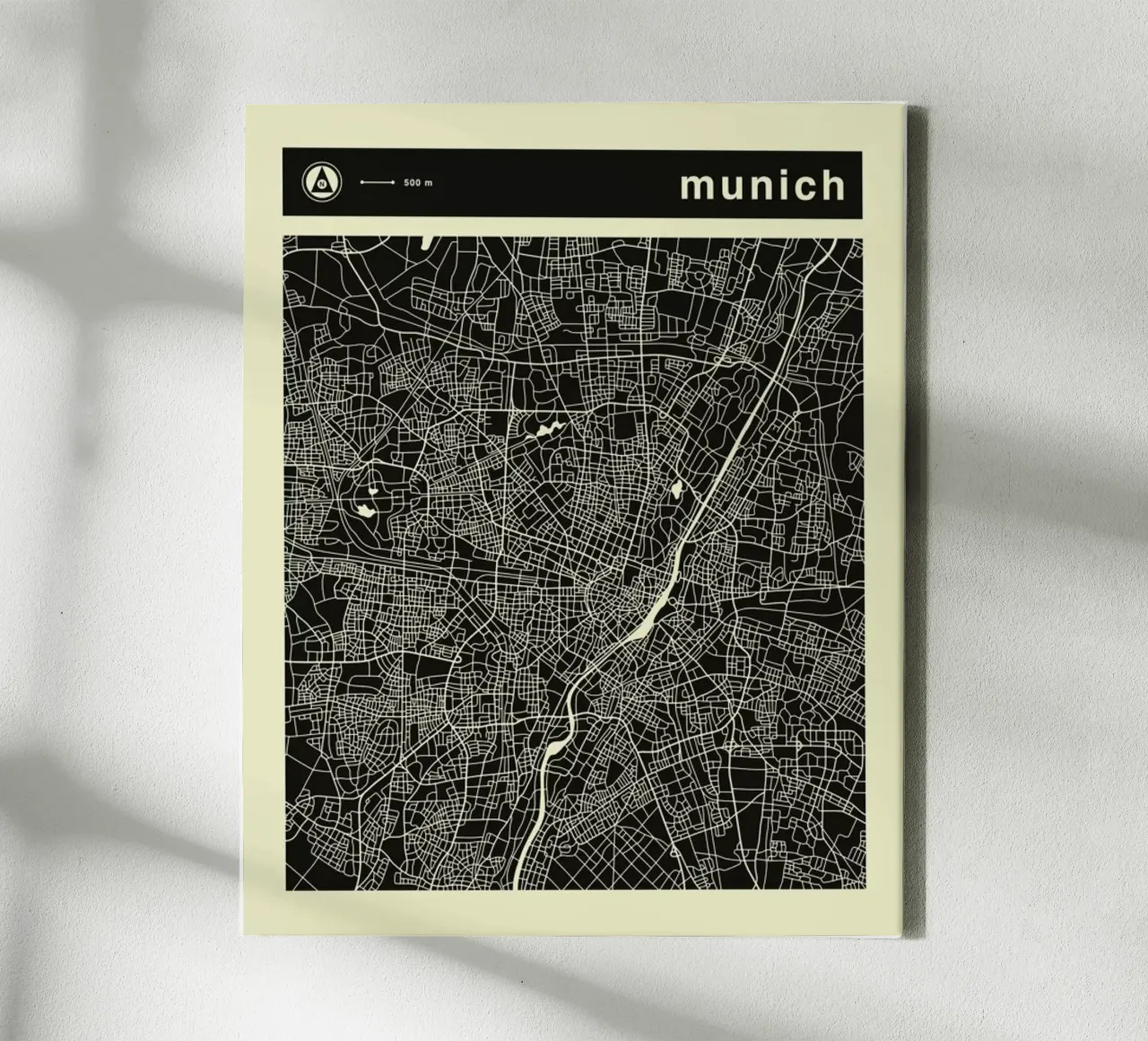 Munich Map canvas with Floater frame by Jazzberry Blue