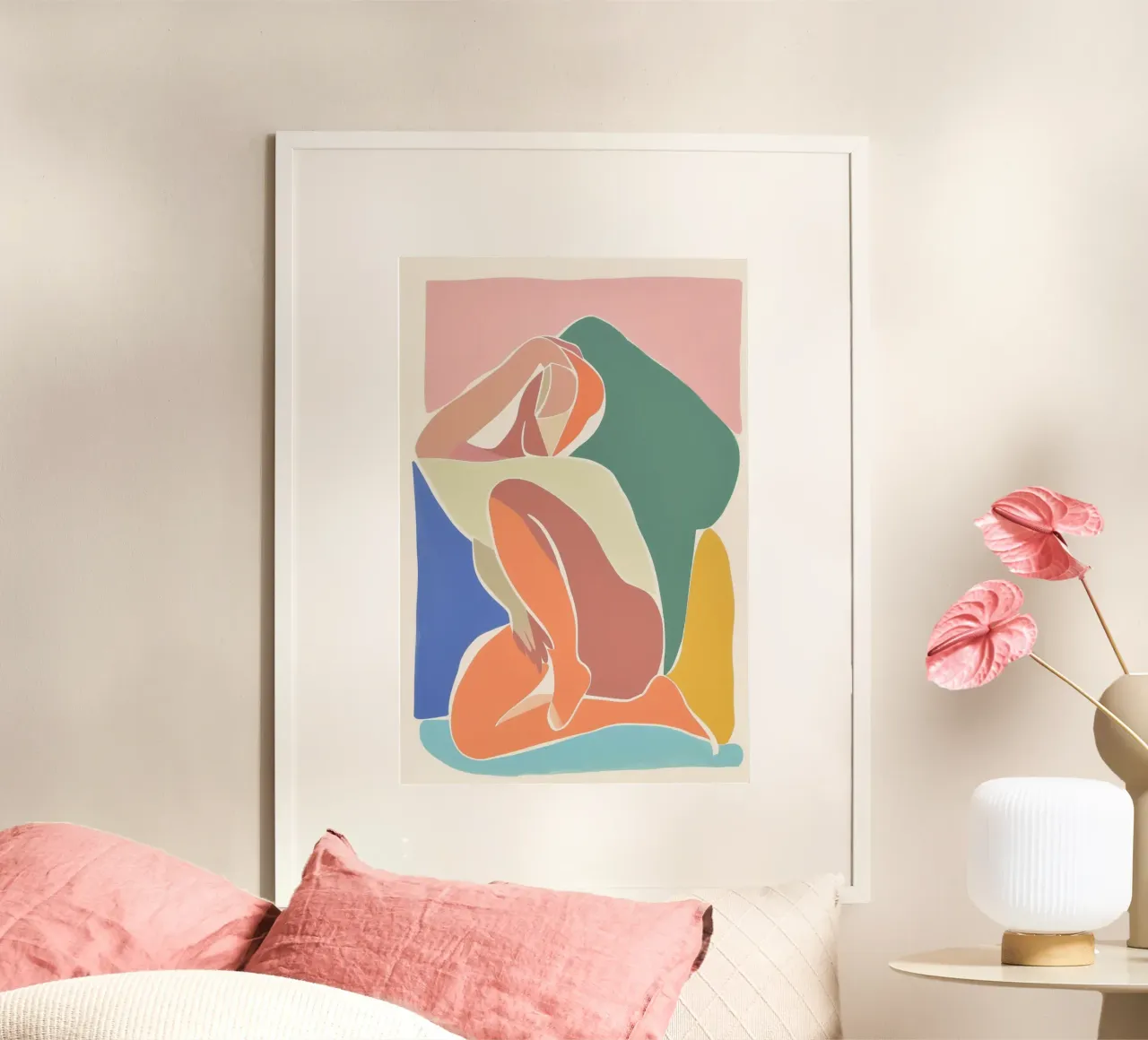 Figura femminile a pastello poster con telaio in legno da Carinaprint