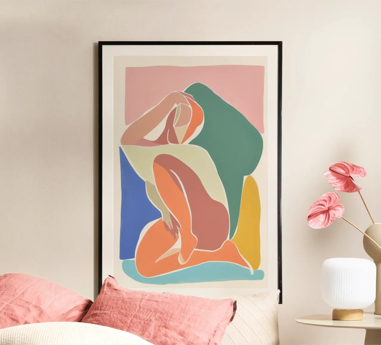 Figura femminile a pastello poster con telaio in legno da Carinaprint