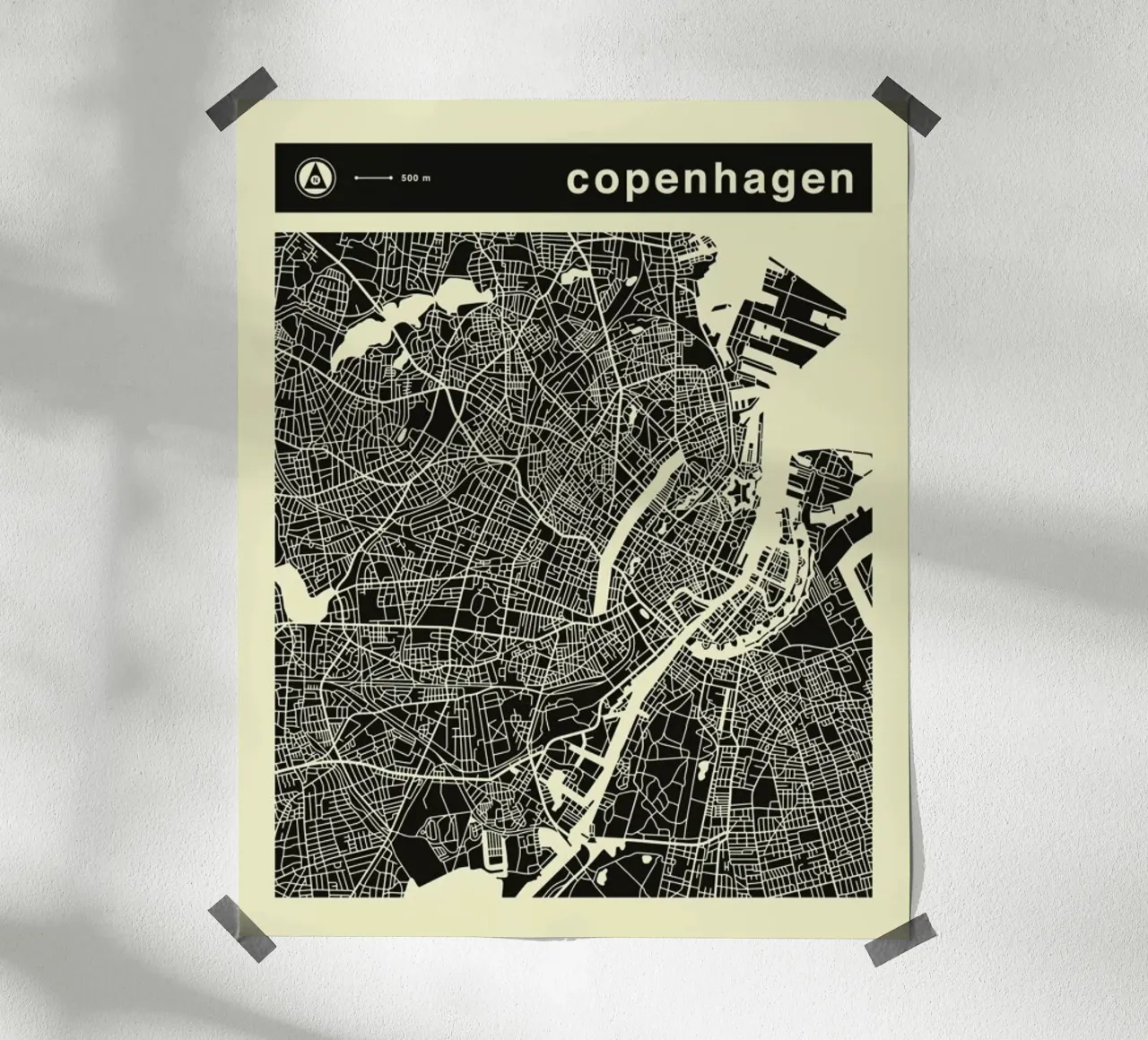 Mappa di Copenaghen carta hahnemühle da Jazzberry Blue