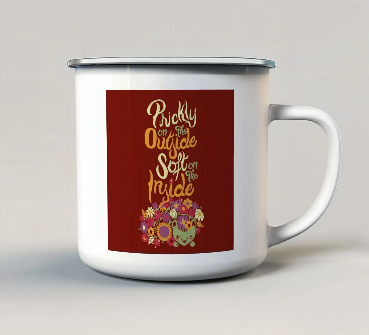 Prickly on the Outside Soft on the i..g flower tazza in smalto da Tobe Fonseca