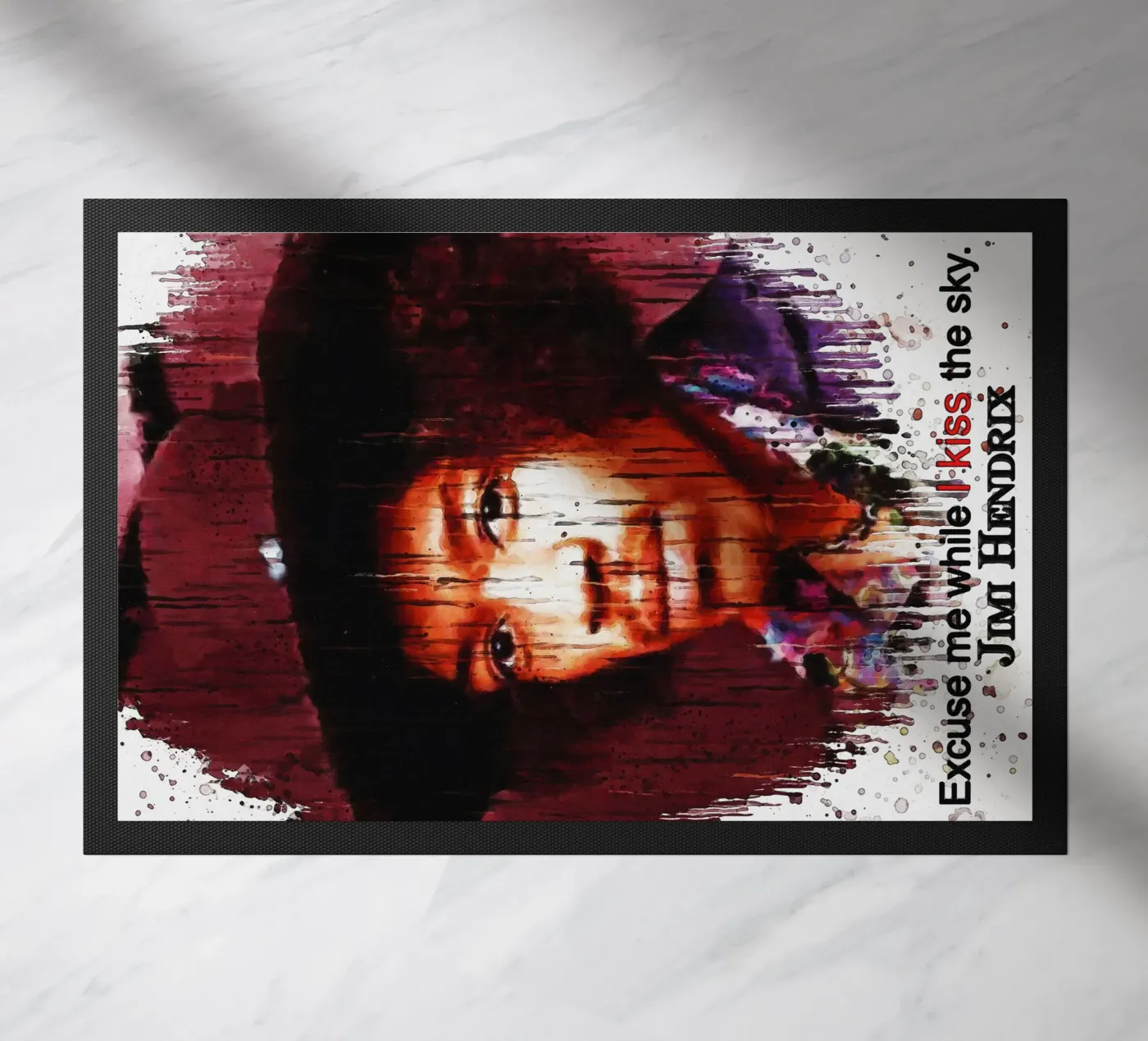 Jimi Hendrix Quotes doormat by Gunawan Rb