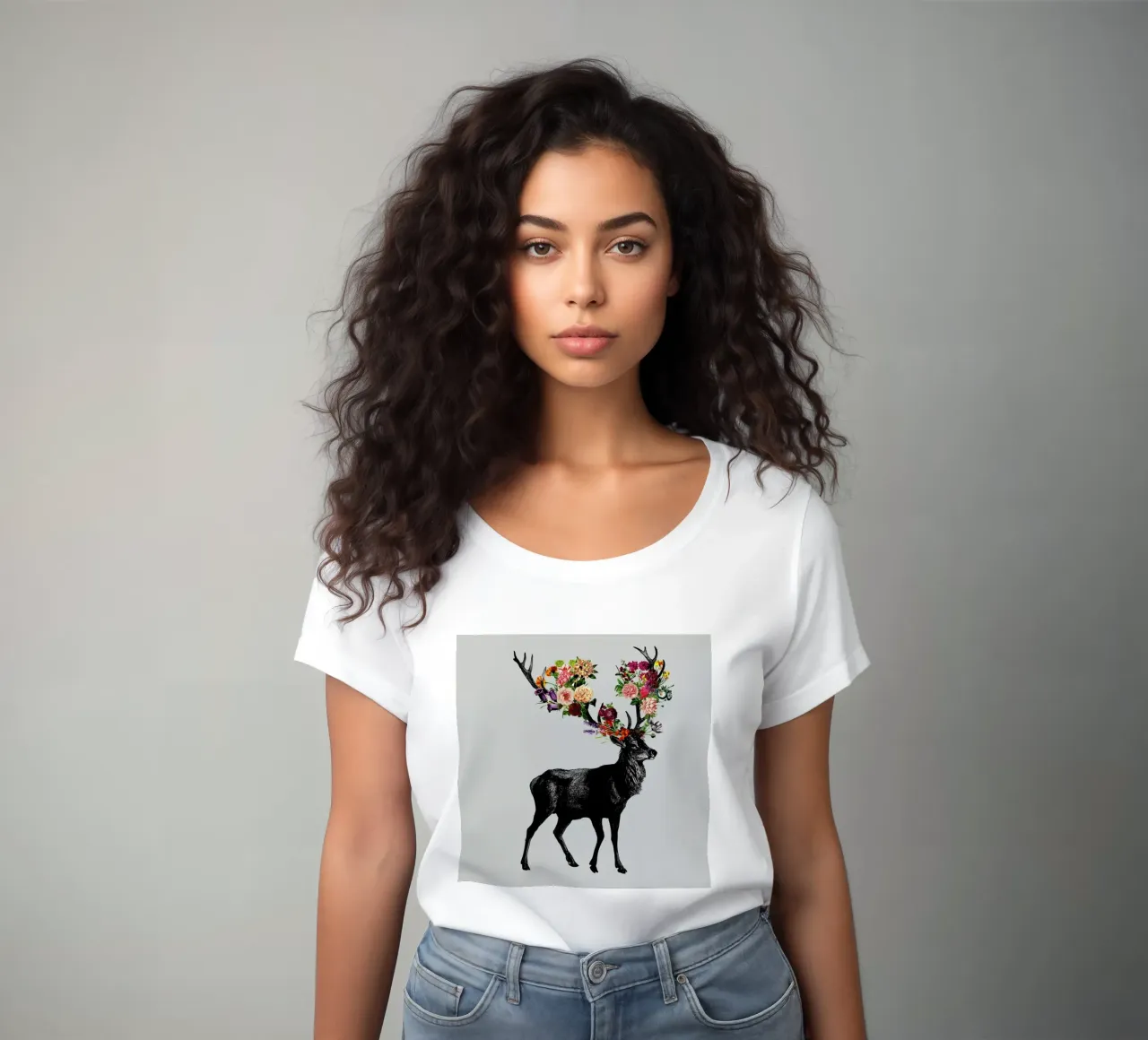Sprint Itself Deer Floral Frauen T-Shirt von Tobe Fonseca