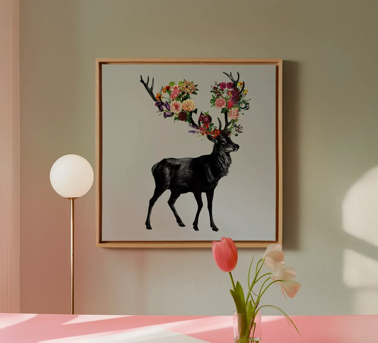Sprint Itself Deer Floral Leinwand von Tobe Fonseca