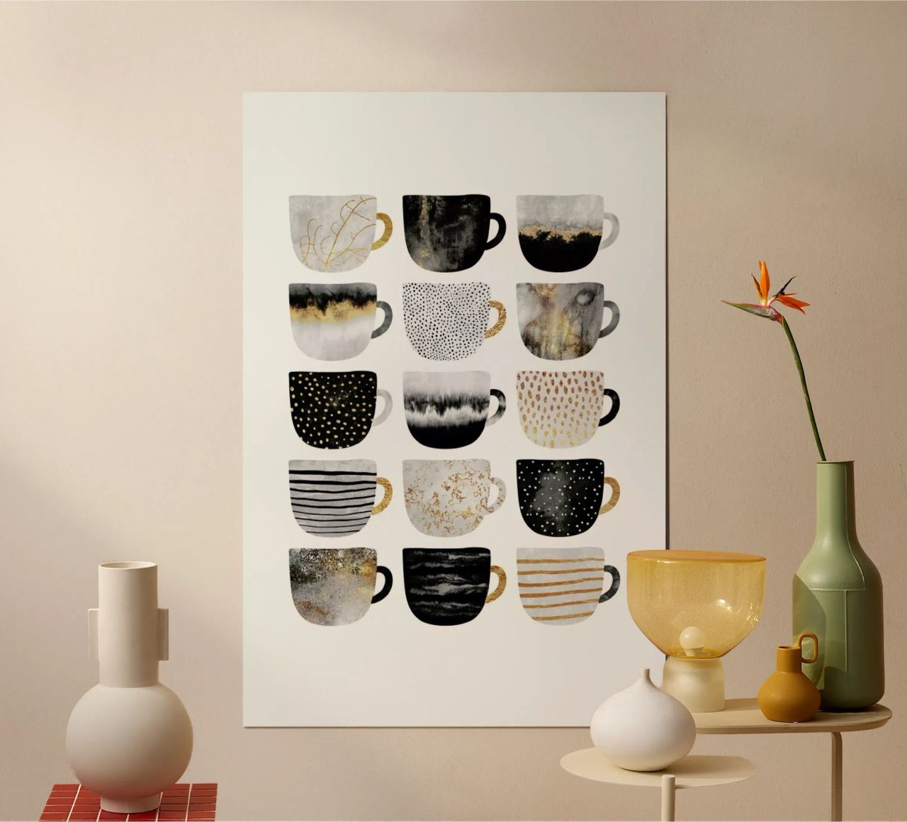 Pretty Coffee Cups 3 poster by Elisabeth Fredriksson