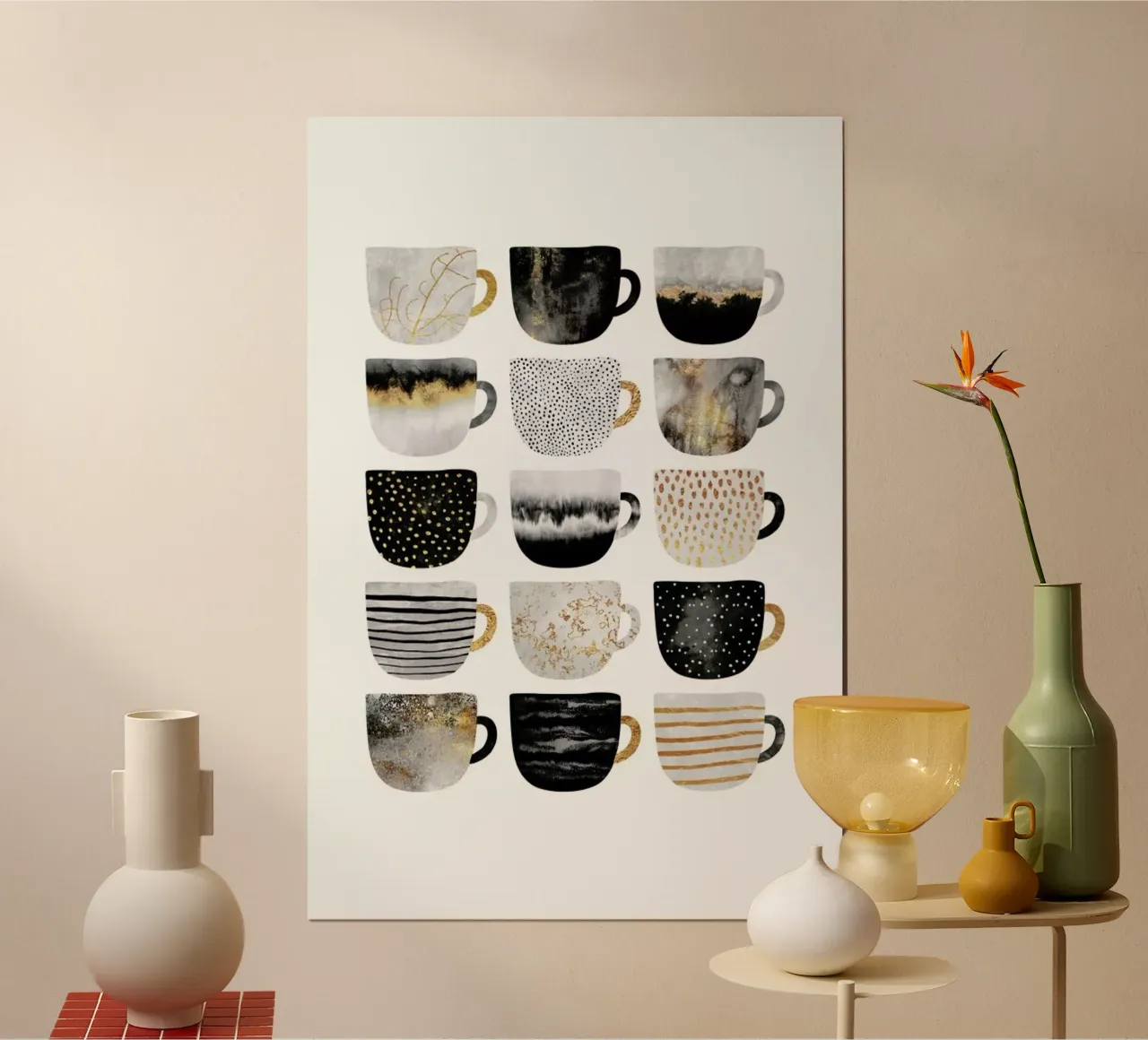Pretty Coffee Cups 3 poster con telaio in plastica da Elisabeth Fredriksson