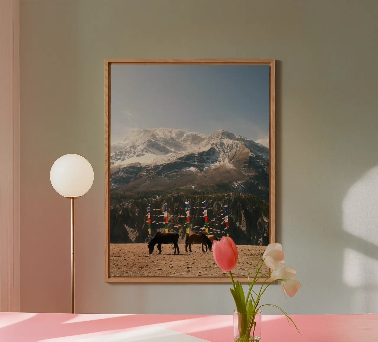 Horses and the Himalayas alluminio dibond da FujiPrints
