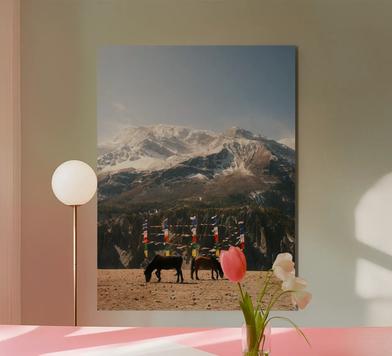 Horses and the Himalayas alluminio dibond da FujiPrints