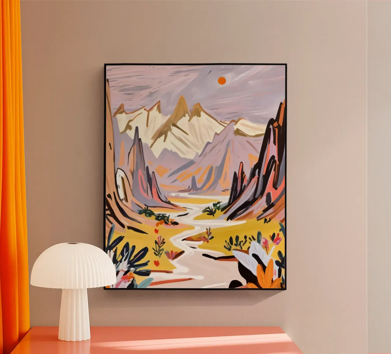 Lavender Mountains Nature Landscape Pastel Surreal Painting acrylic glass by 83oranges