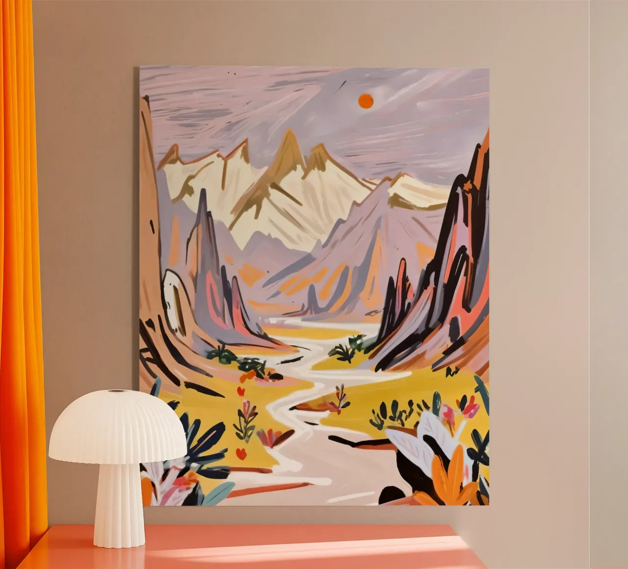 Lavender Mountains Nature Landscape Pastel Surreal Painting acrylic glass by 83oranges