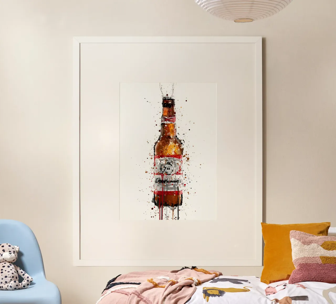 Birra Ambra poster con telaio in legno da Coffee shop