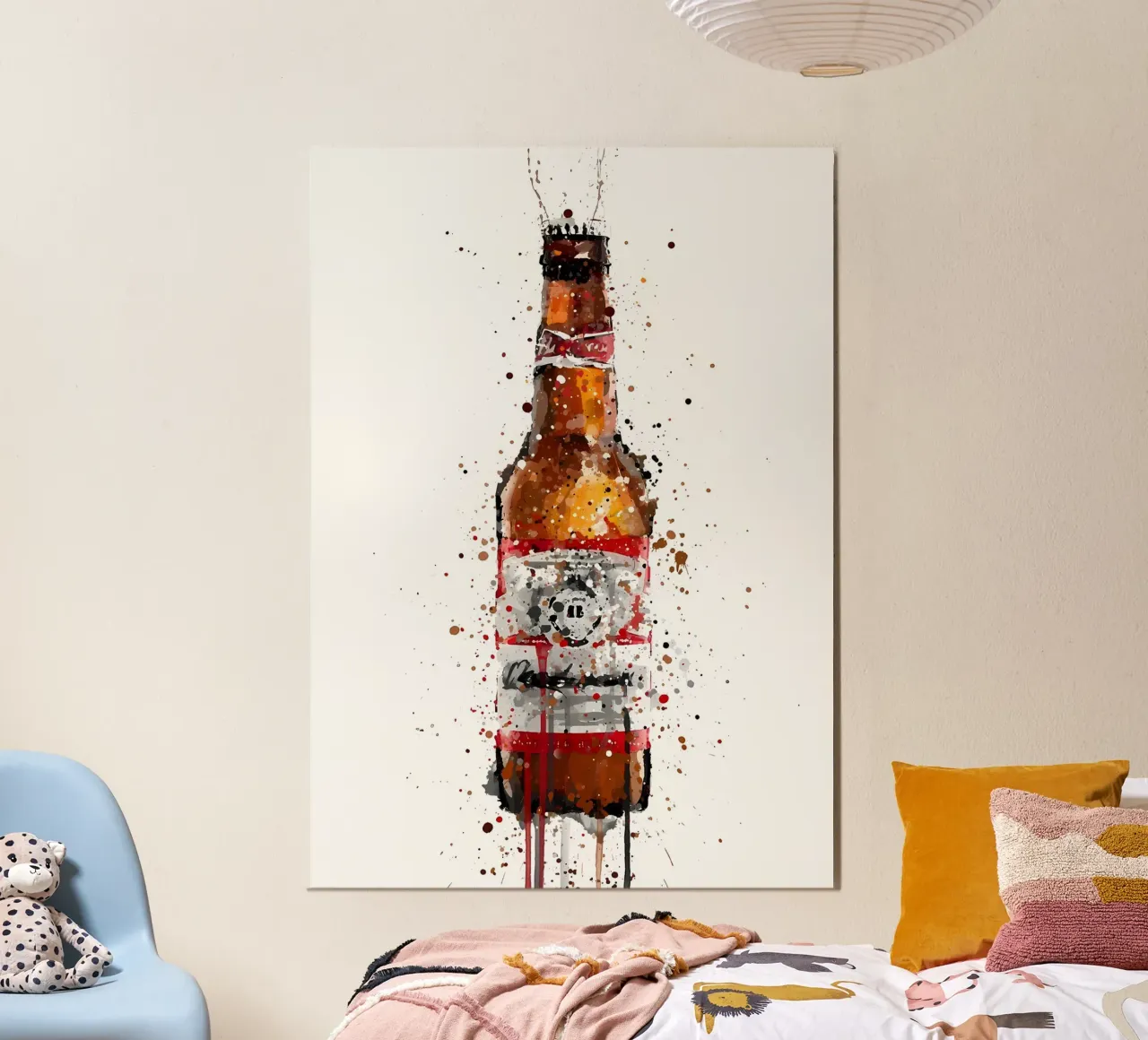 Birra Ambra poster con telaio in legno da Coffee shop