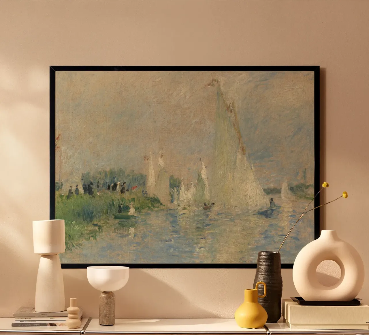Pierre-Auguste Renoir - Regata di Argenteuil poster con telaio in legno da Timeless Artworks