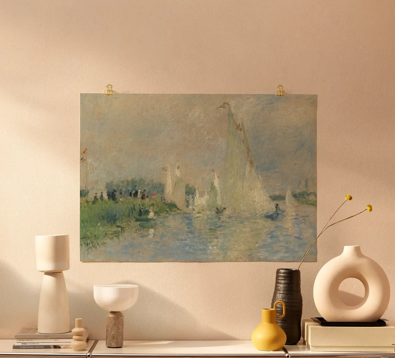 Pierre-Auguste Renoir - Regata di Argenteuil poster con telaio in legno da Timeless Artworks