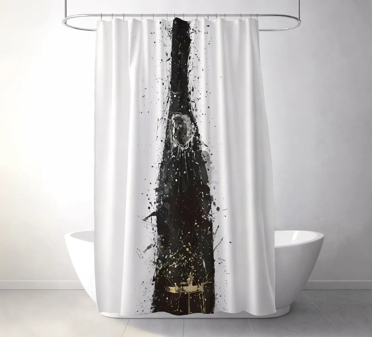 Champagne Black Fizz shower curtain by Coffee shop