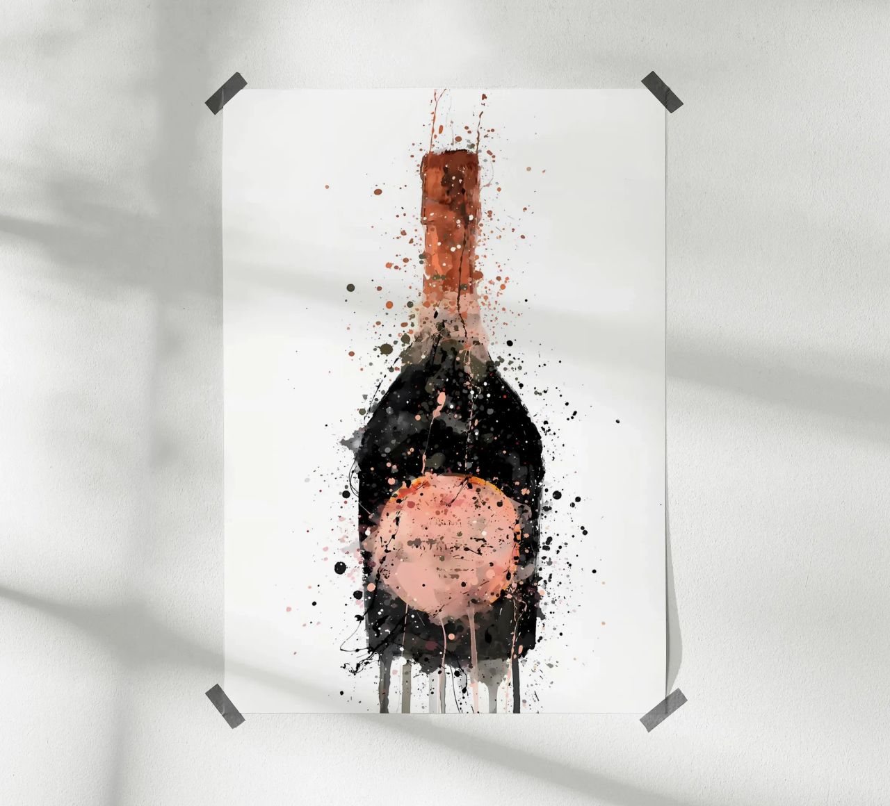 Champagne Bottle Rosy poster by Coffee shop