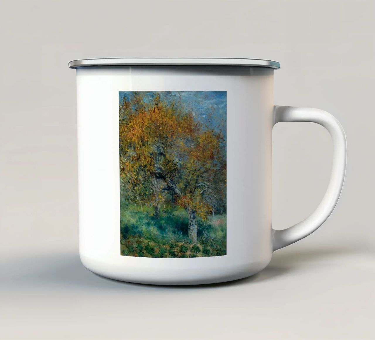 Pierre-Auguste Renoir - L'albero di pere tazza in smalto da Timeless Artworks