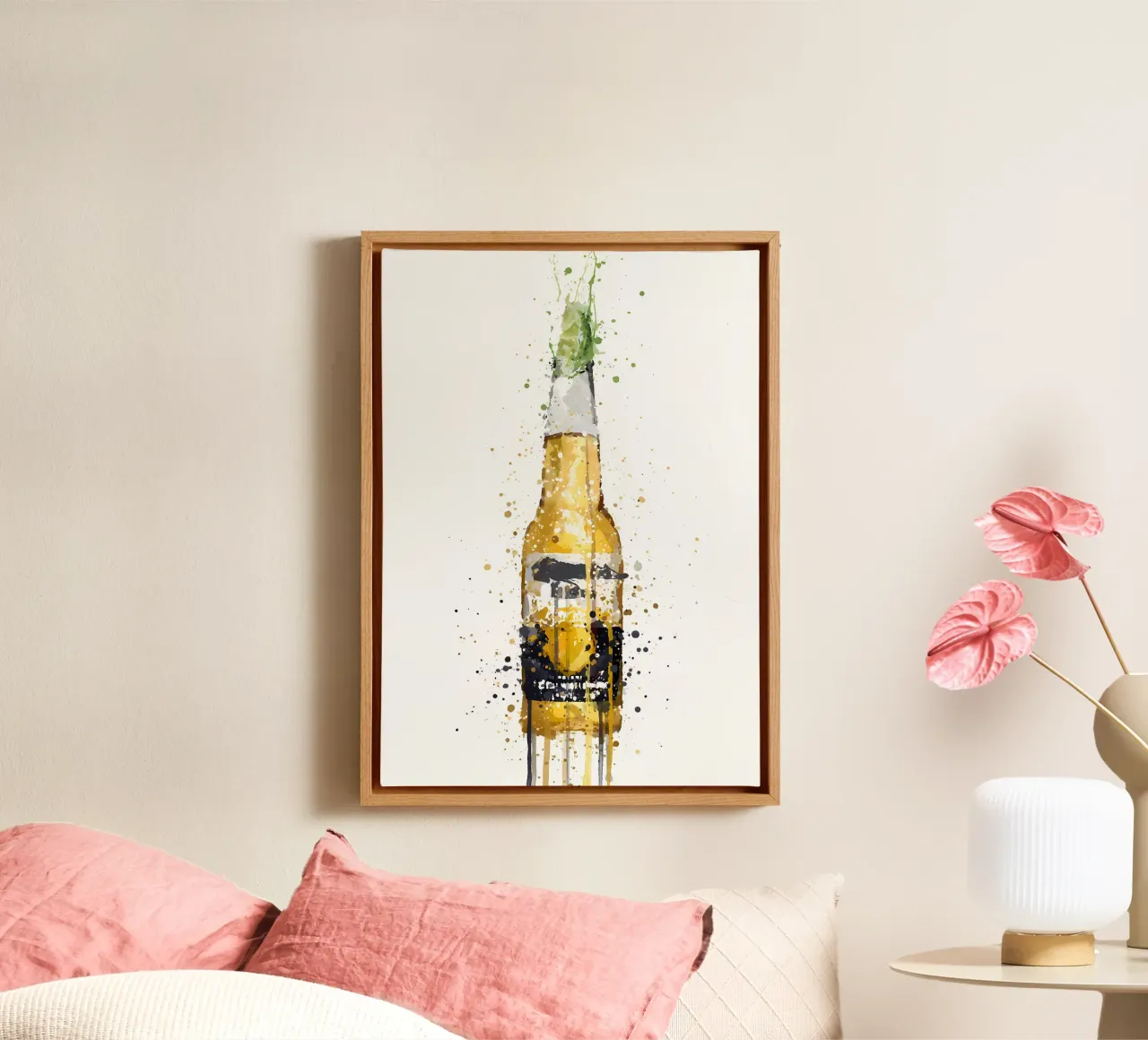 Corona Bierfles canvas met Baklijst van Coffee shop