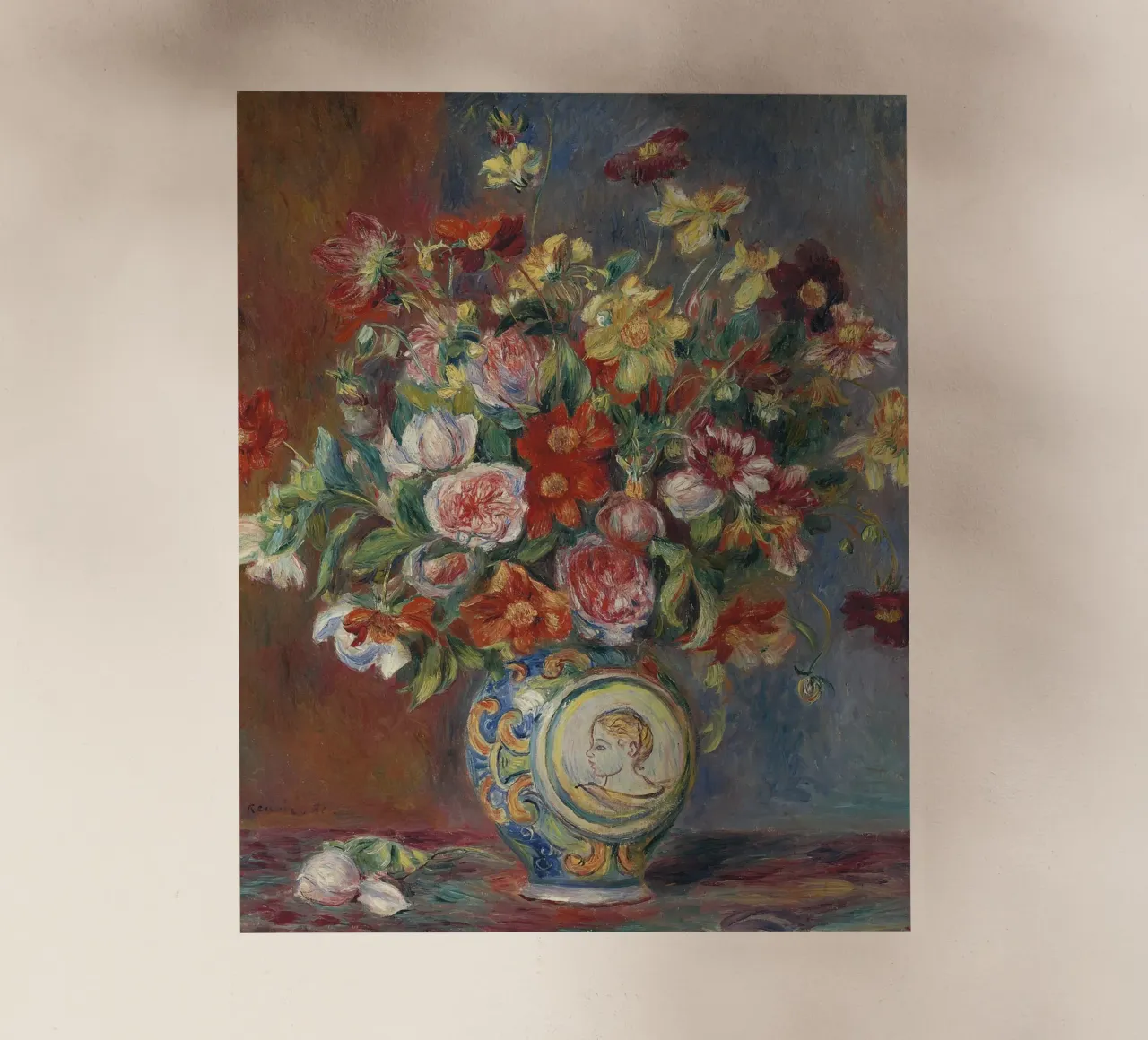 Pierre-Auguste Renoir - Vaso di fiori pellicola backlit da Timeless Artworks