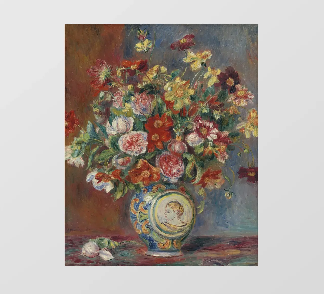 Pierre-Auguste Renoir - Vaso di fiori pellicola backlit da Timeless Artworks