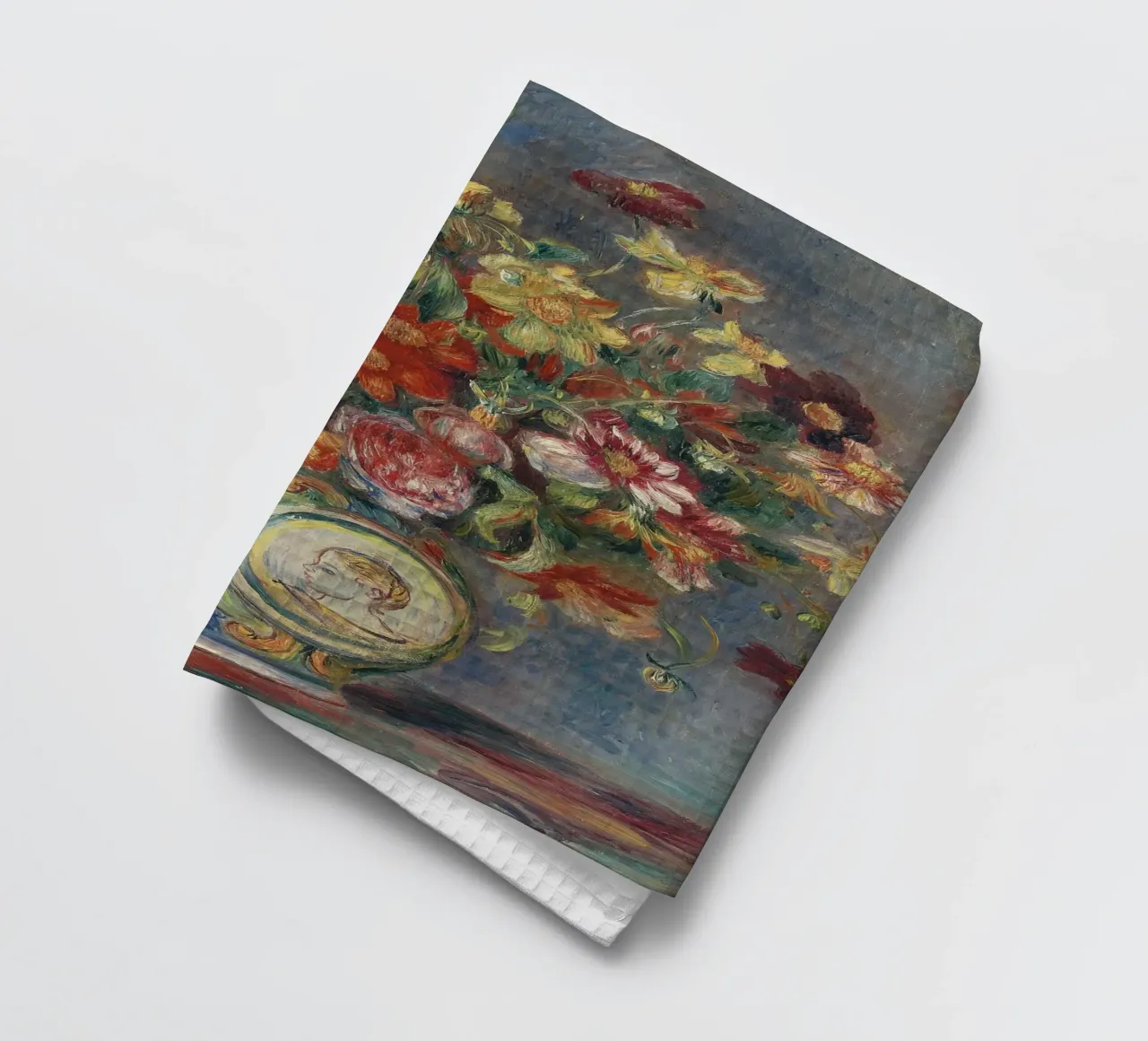 Pierre-Auguste Renoir - Vaas met bloemen theedoek van Timeless Artworks