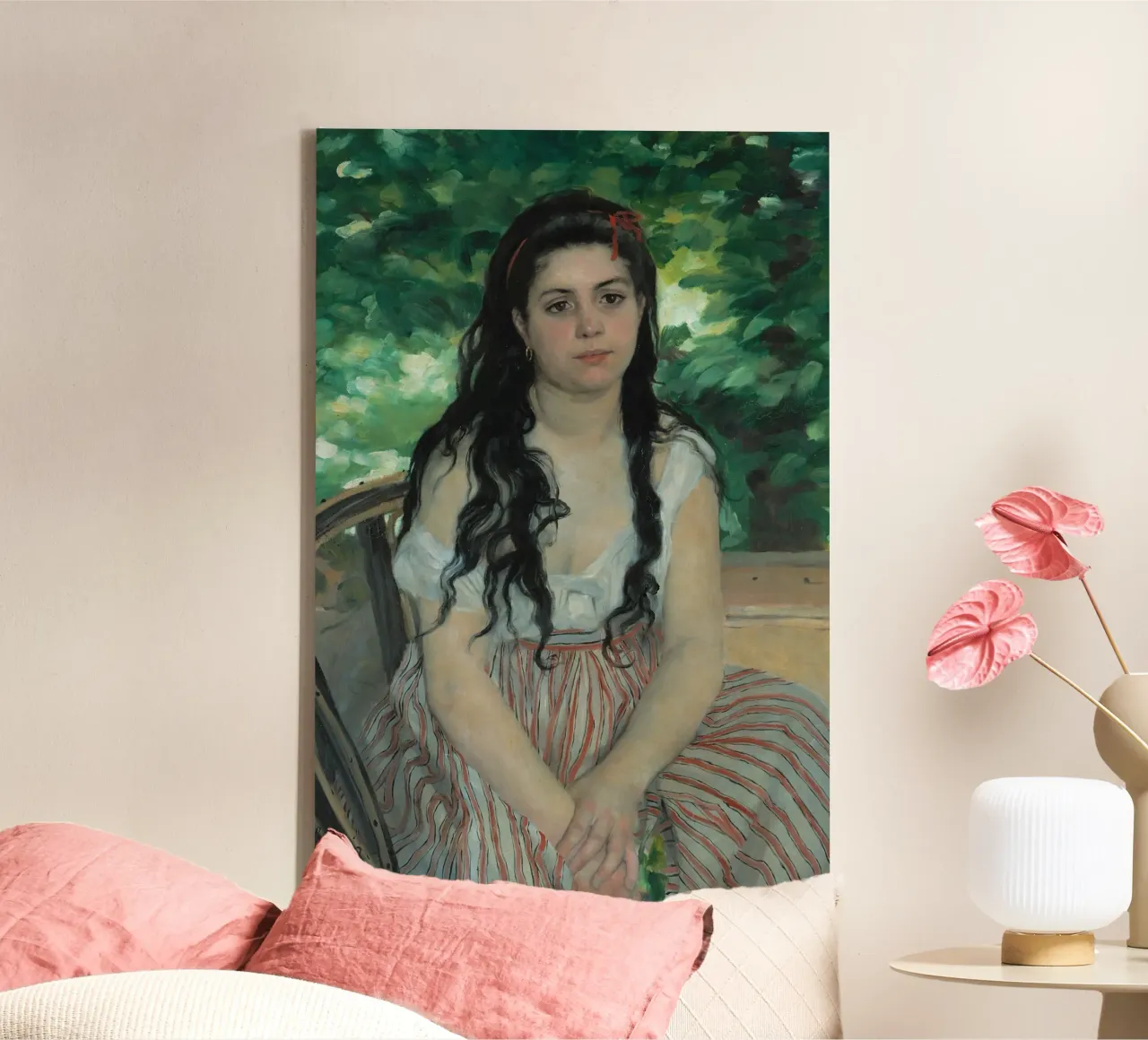 Pierre-Auguste Renoir - En verano - Gitana lienzo con Marco flotante de Timeless Artworks