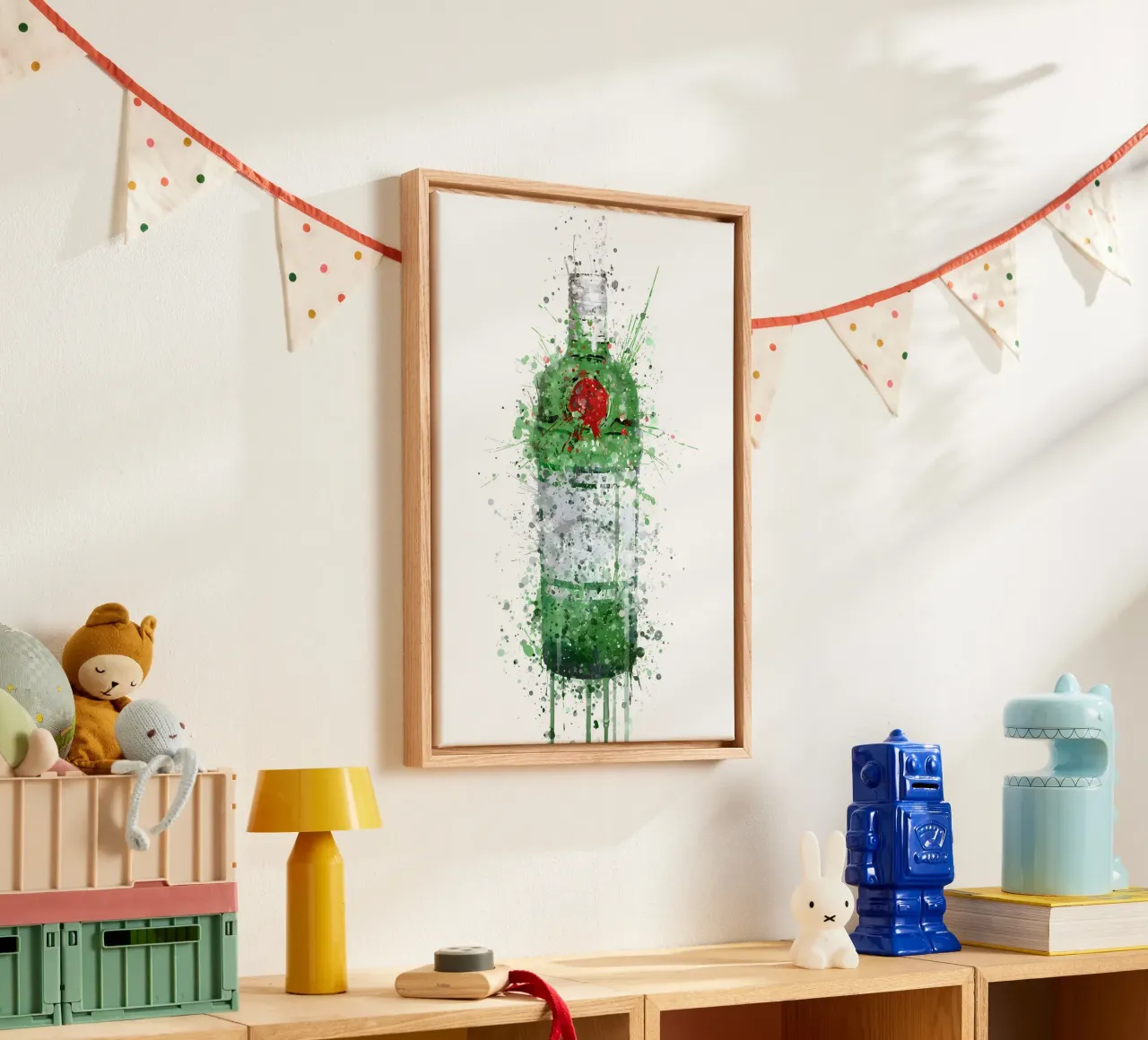 Tanqueray groene gin canvas met Baklijst van Coffee shop