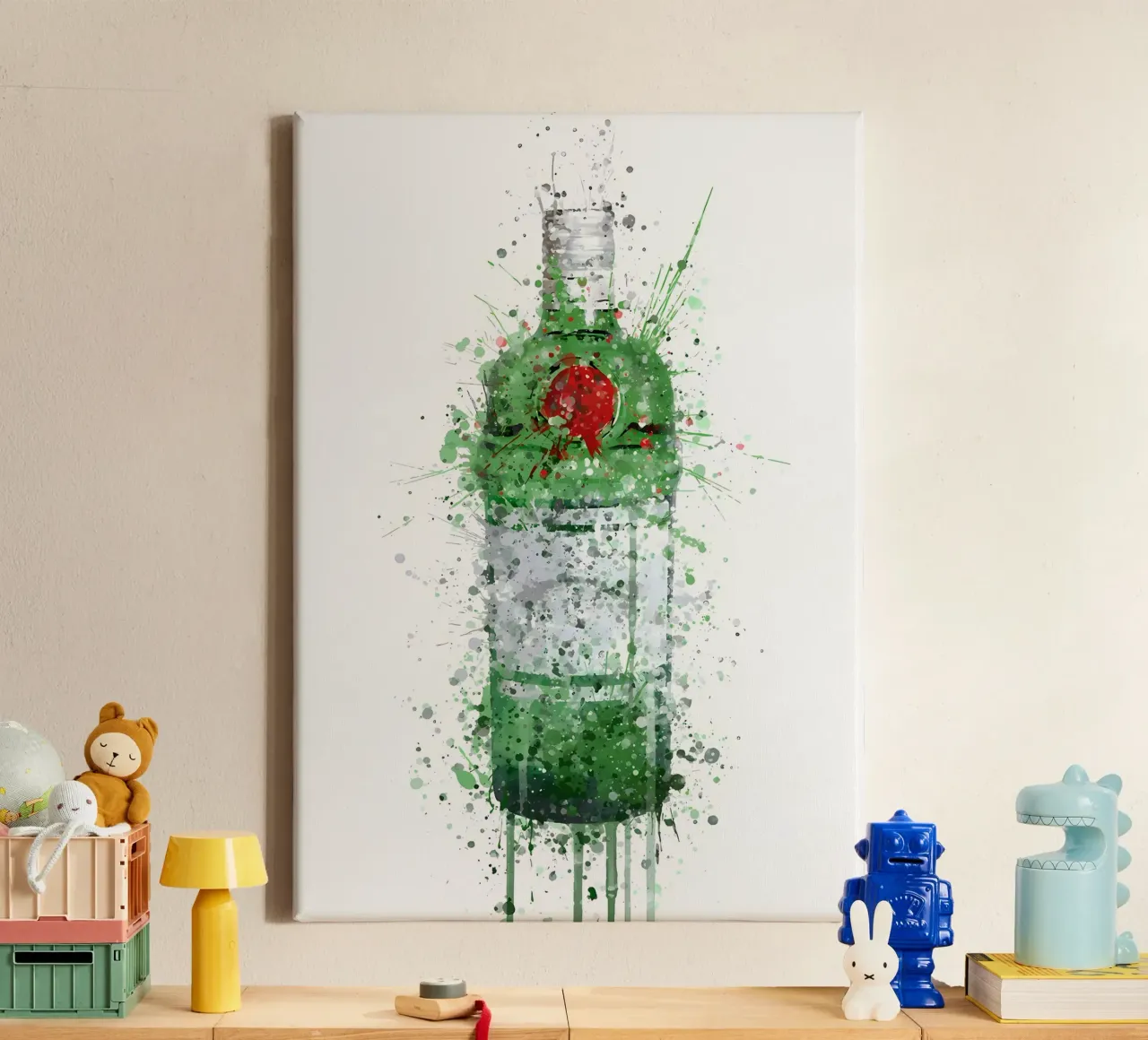 Tanqueray groene gin canvas met Baklijst van Coffee shop