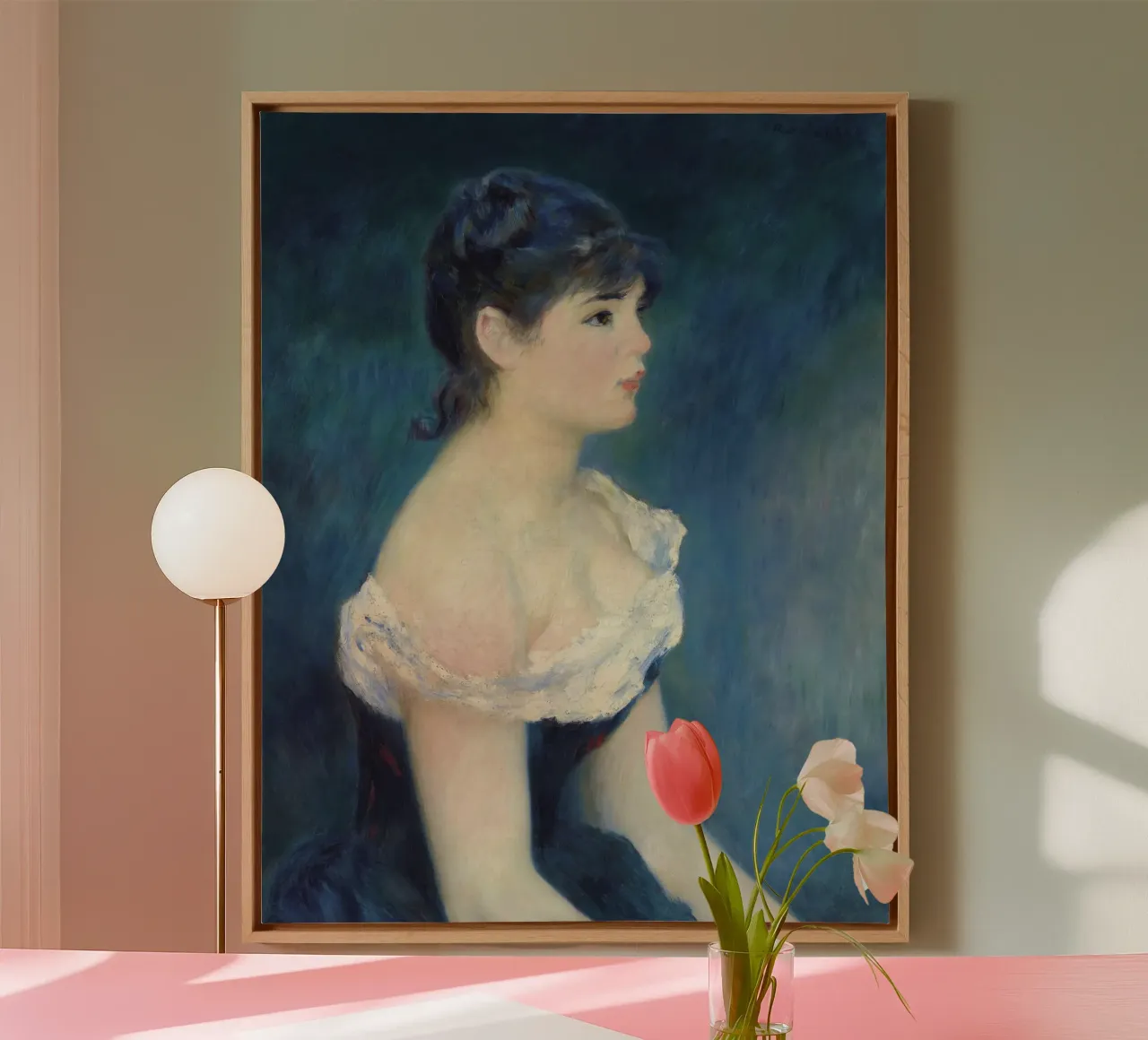 Pierre-Auguste Renoir - Busto di donna di profilo tela con Cornice a cassetta da Timeless Artworks