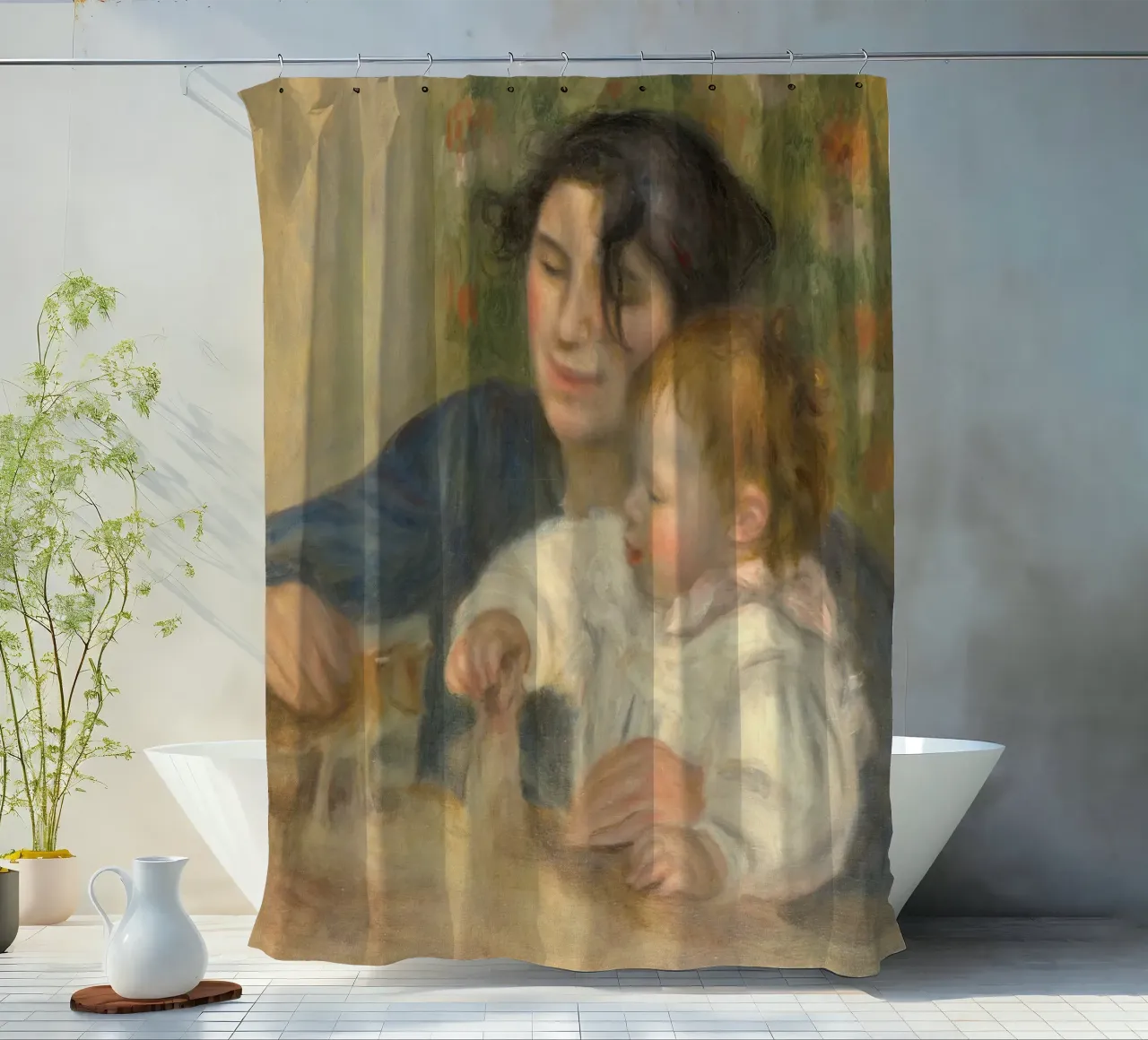 Pierre-Auguste Renoir - Gabrielle y Jean cortina de baño de Timeless Artworks