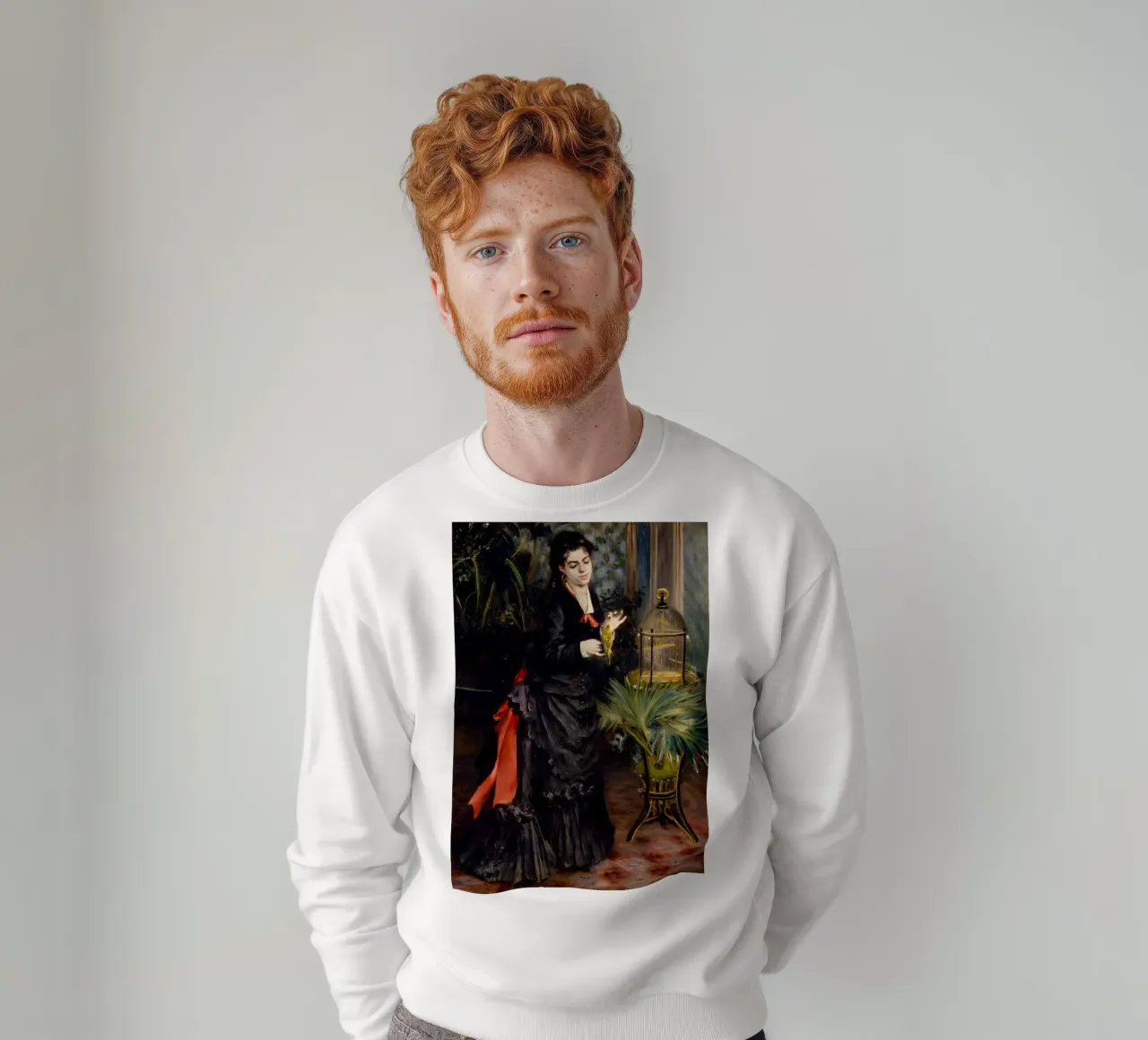 Pierre-Auguste Renoir - Donna con pappagallo felpa da Timeless Artworks