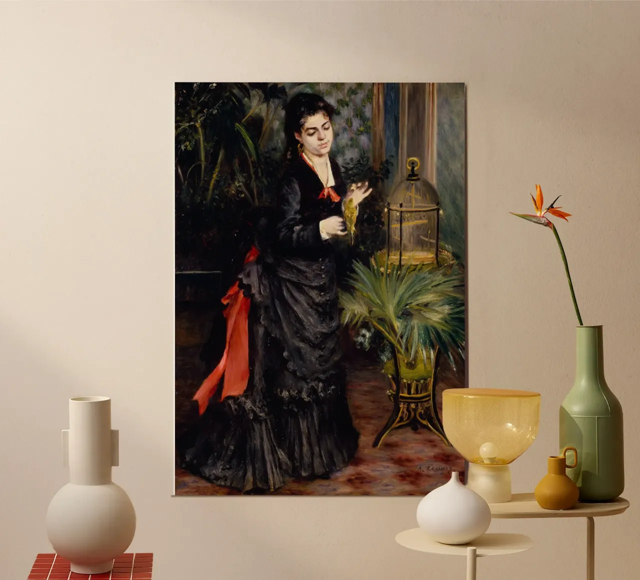 Pierre-Auguste Renoir - Donna con pappagallo poster da Timeless Artworks