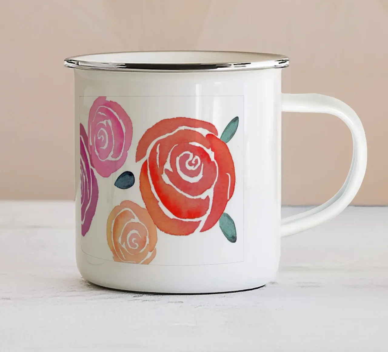Rosen bunt tazza in smalto da Farbwelten