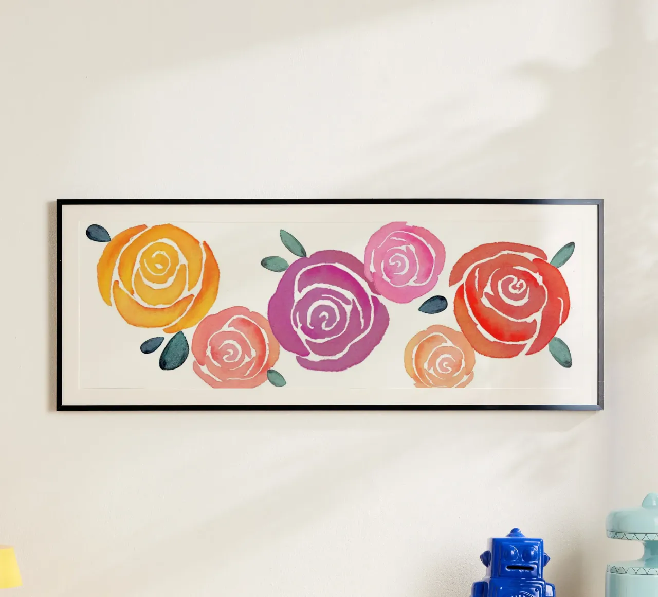 Rosen bunt poster con telaio in alluminio da Farbwelten