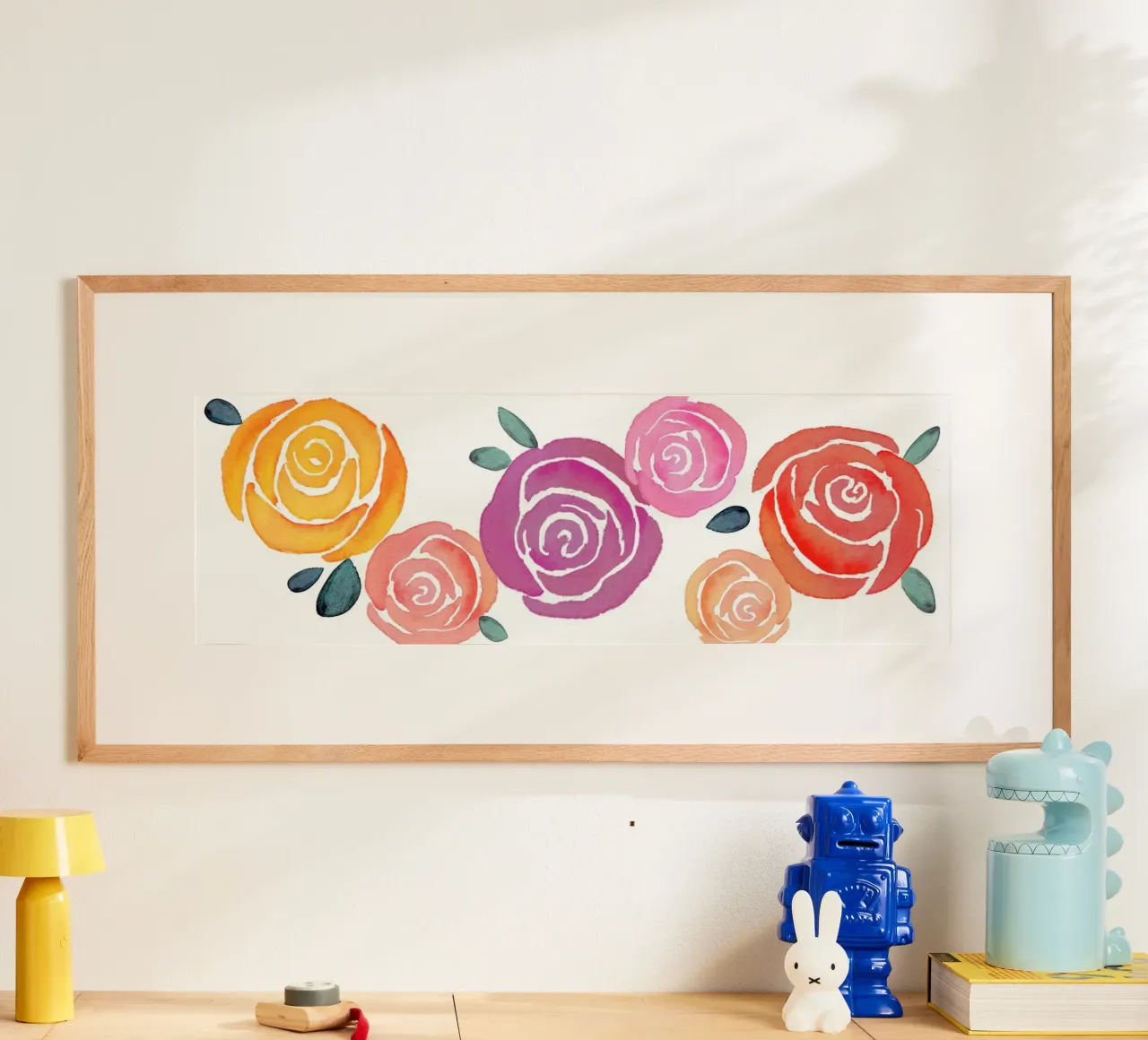 Rosen bunt poster con telaio in alluminio da Farbwelten