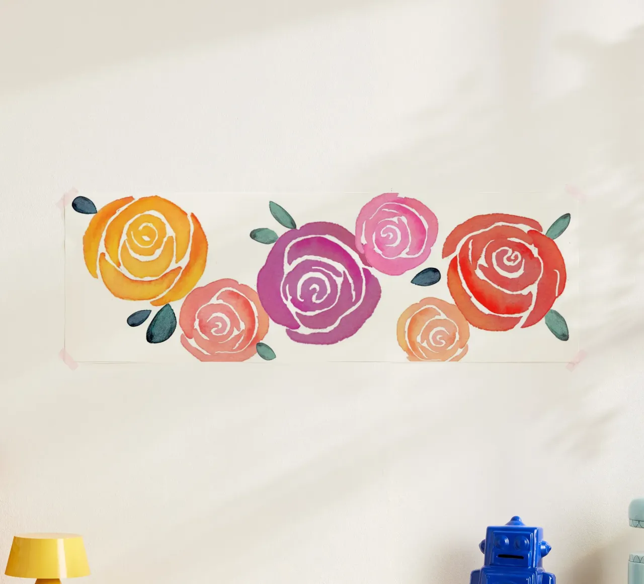 Rosen bunt poster con telaio in alluminio da Farbwelten