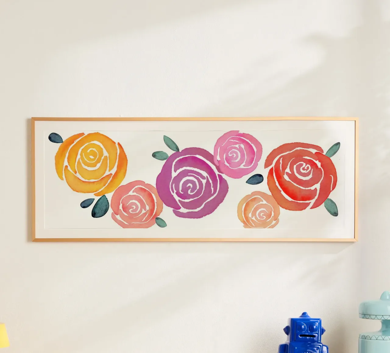 Rosen bunt poster con telaio in alluminio da Farbwelten