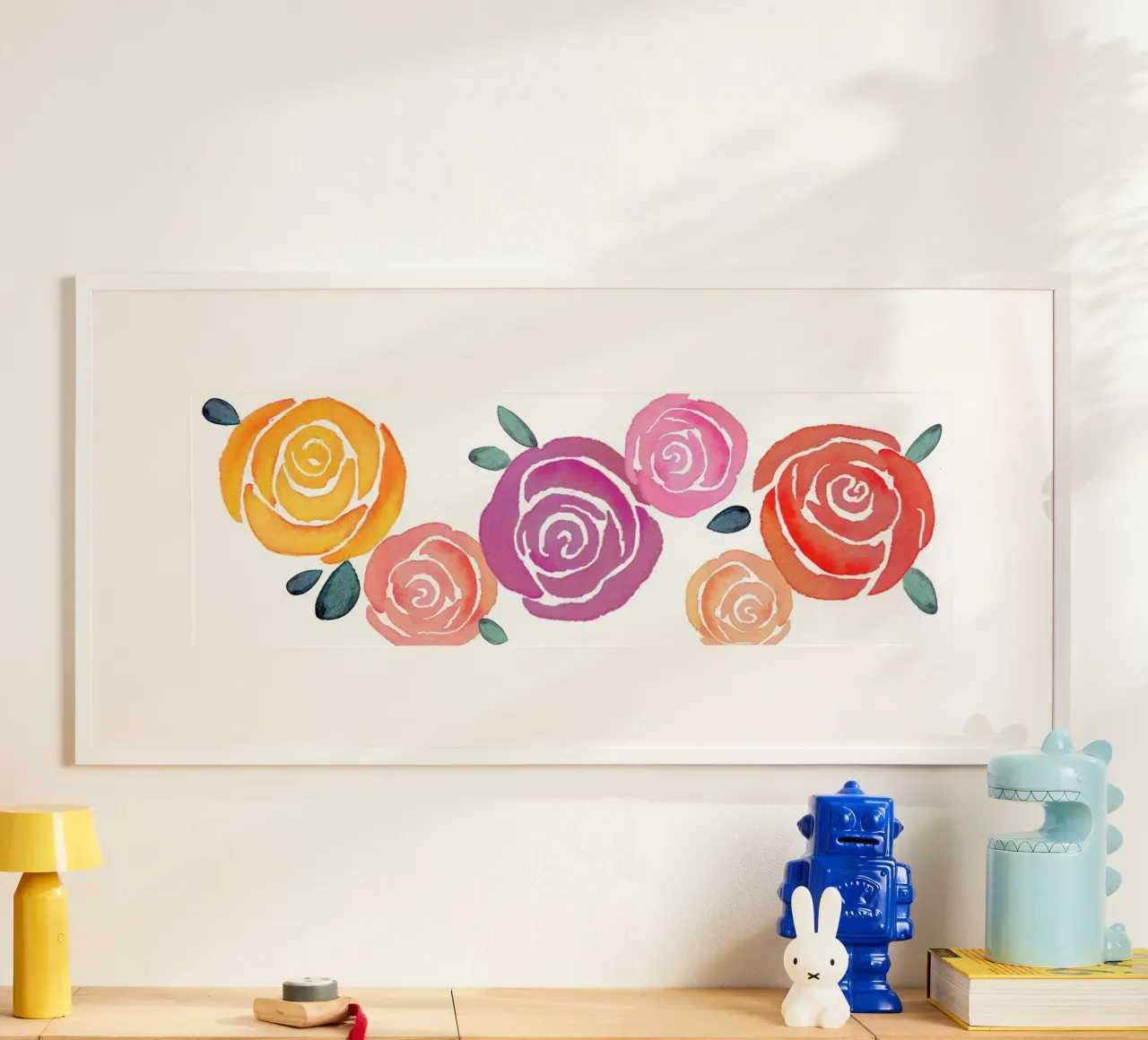 Rosen bunt poster con telaio in alluminio da Farbwelten