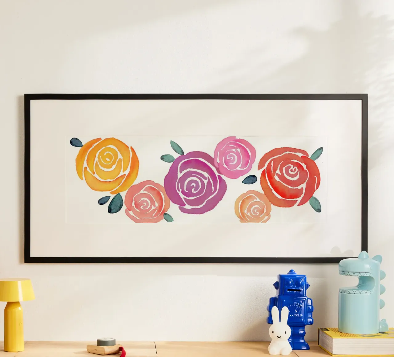 Rosen bunt poster con telaio in alluminio da Farbwelten