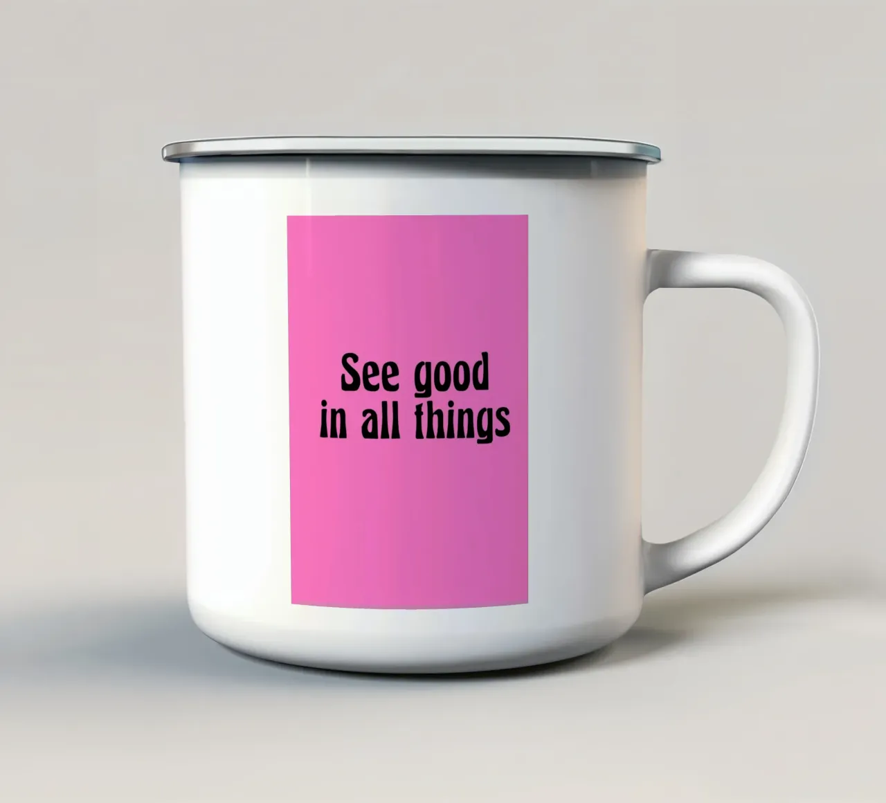 See good in all things tazza in smalto da Hej Ibiza by Ute Arnold
