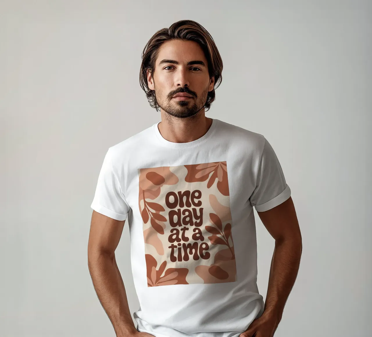 One Day at a Time – Boho Pastel Motivational Design t-shirt da Soleil Basque