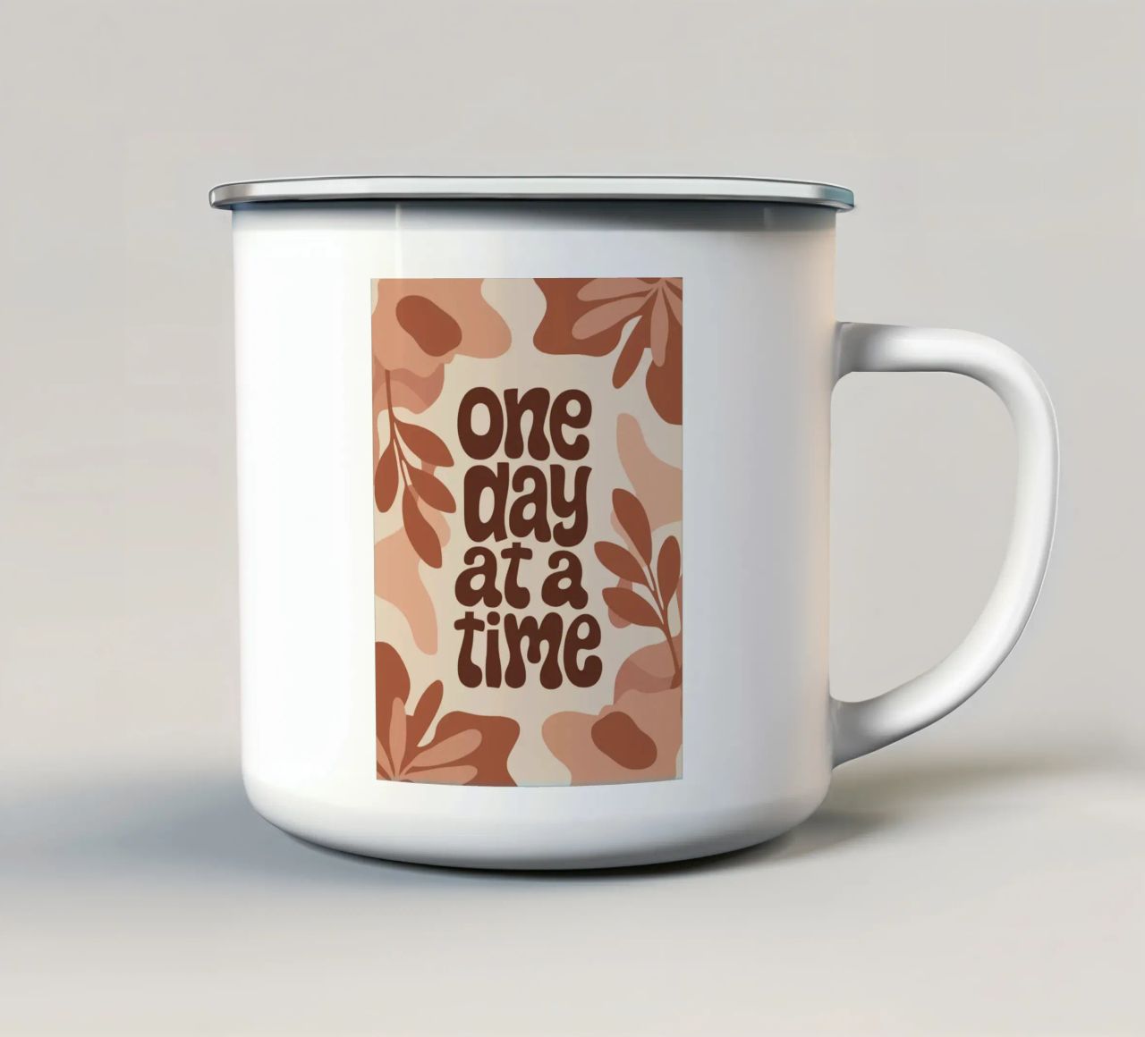 One Day at a Time – Boho Pastel Motivational Design tazza in smalto da Soleil Basque