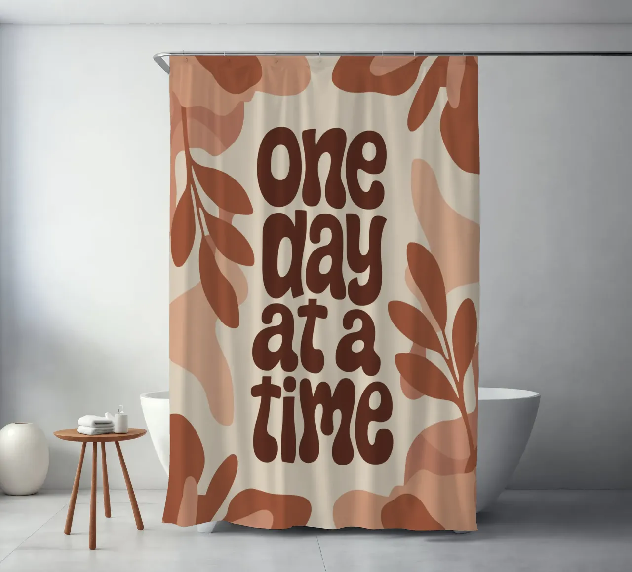 One Day at a Time – Boho Pastel Motivational Design tenda da doccia da Soleil Basque