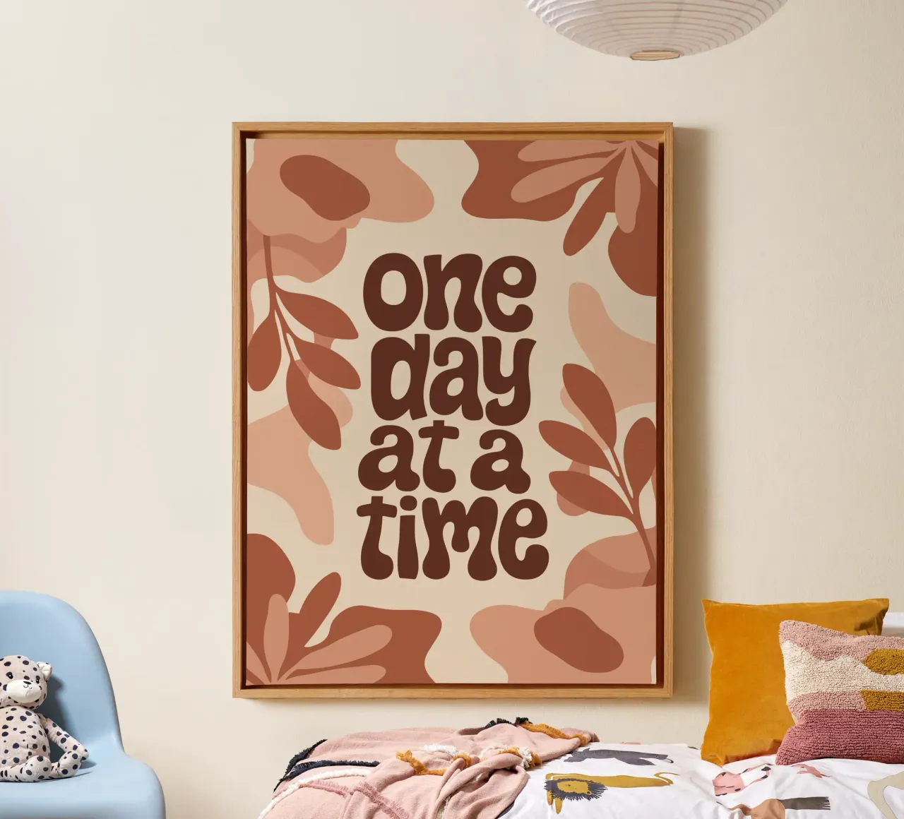 One Day at a Time – Boho Pastel Motivational Design toile avec Caisse américaine de Soleil Basque