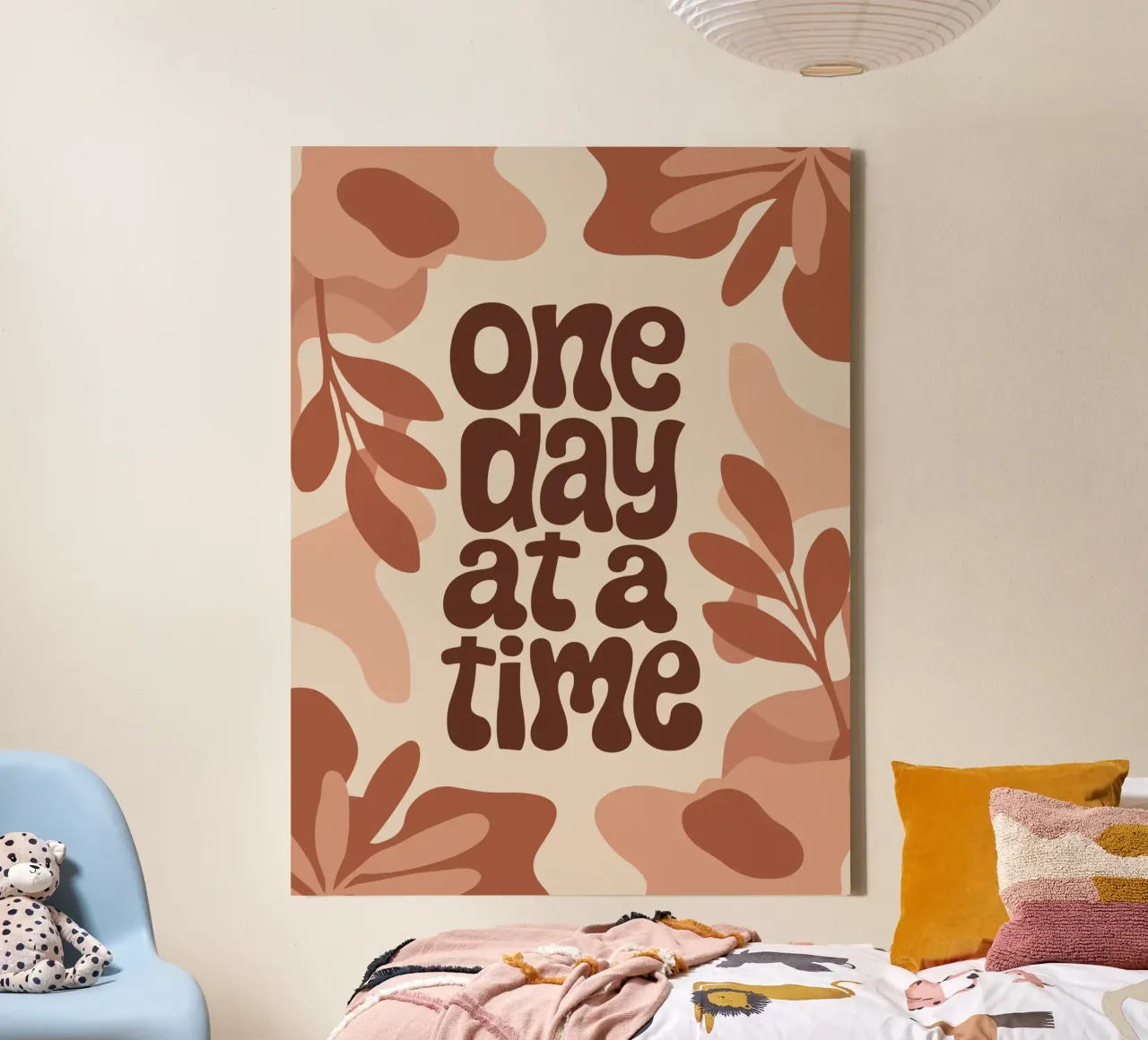 One Day at a Time – Boho Pastel Motivational Design toile avec Caisse américaine de Soleil Basque
